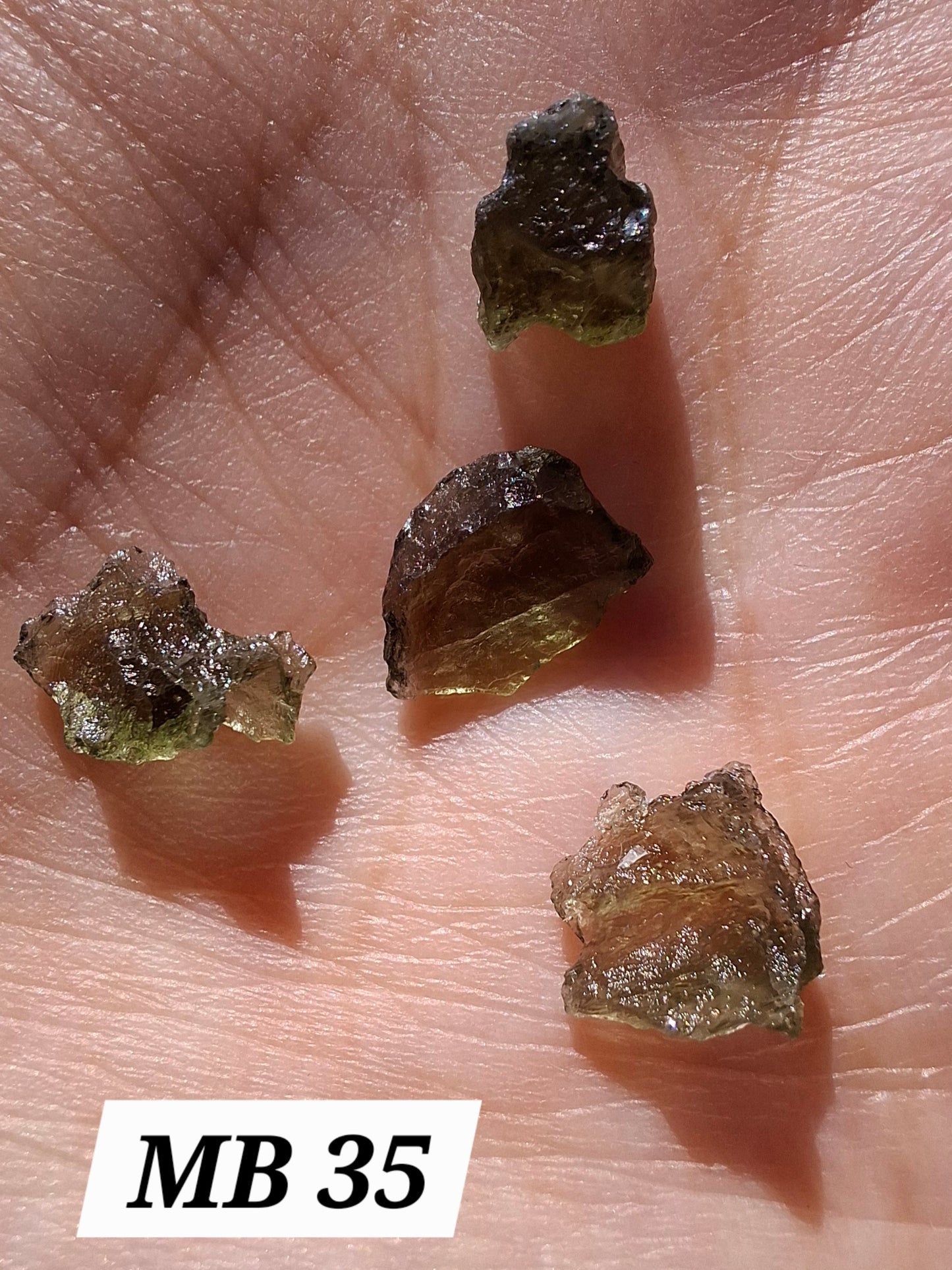 Moldavite chip Bundle, 1g, 4 pcs, Tektite (MB35)