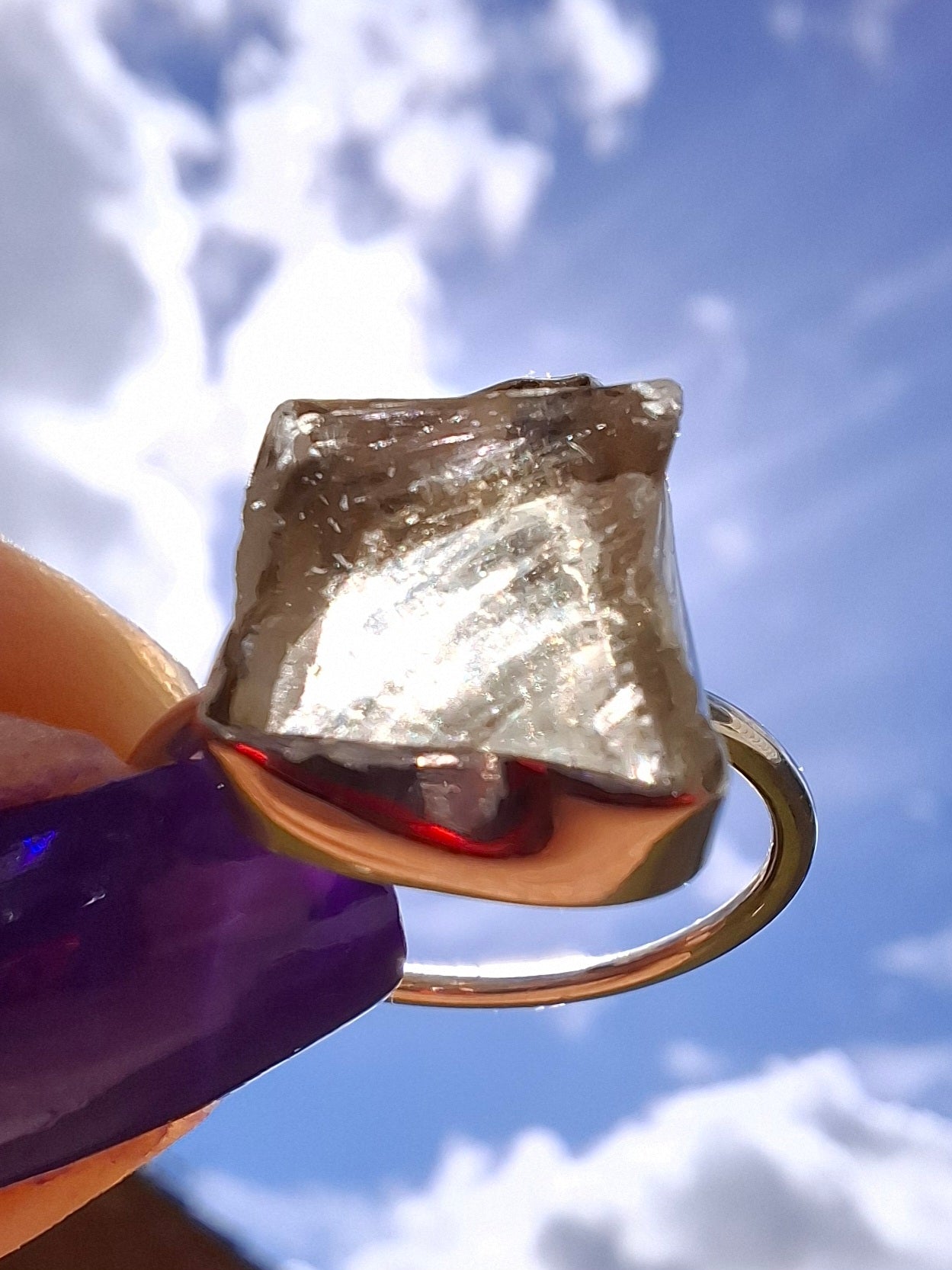 Libyan Desert Glass Ring, size P, 925 Silver, Tektite (Ref: LR26)