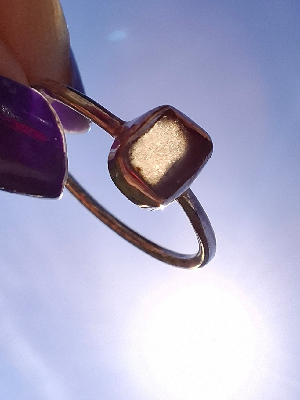 Moldavite Ring, size large P/small Q, 925 Silver, Tektite (Ref: R43)