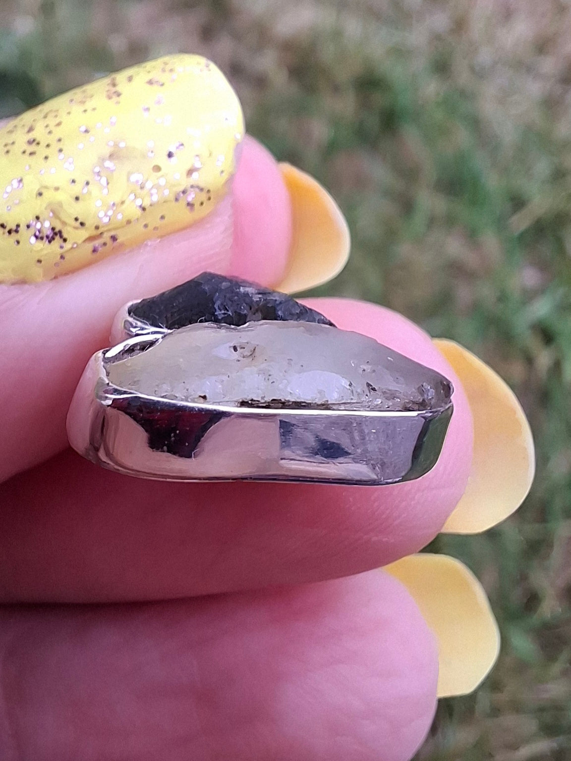 Moldavite & Libyan Desert Glass Pendant, 925 Silver, Tektite (Ref: MLP11)