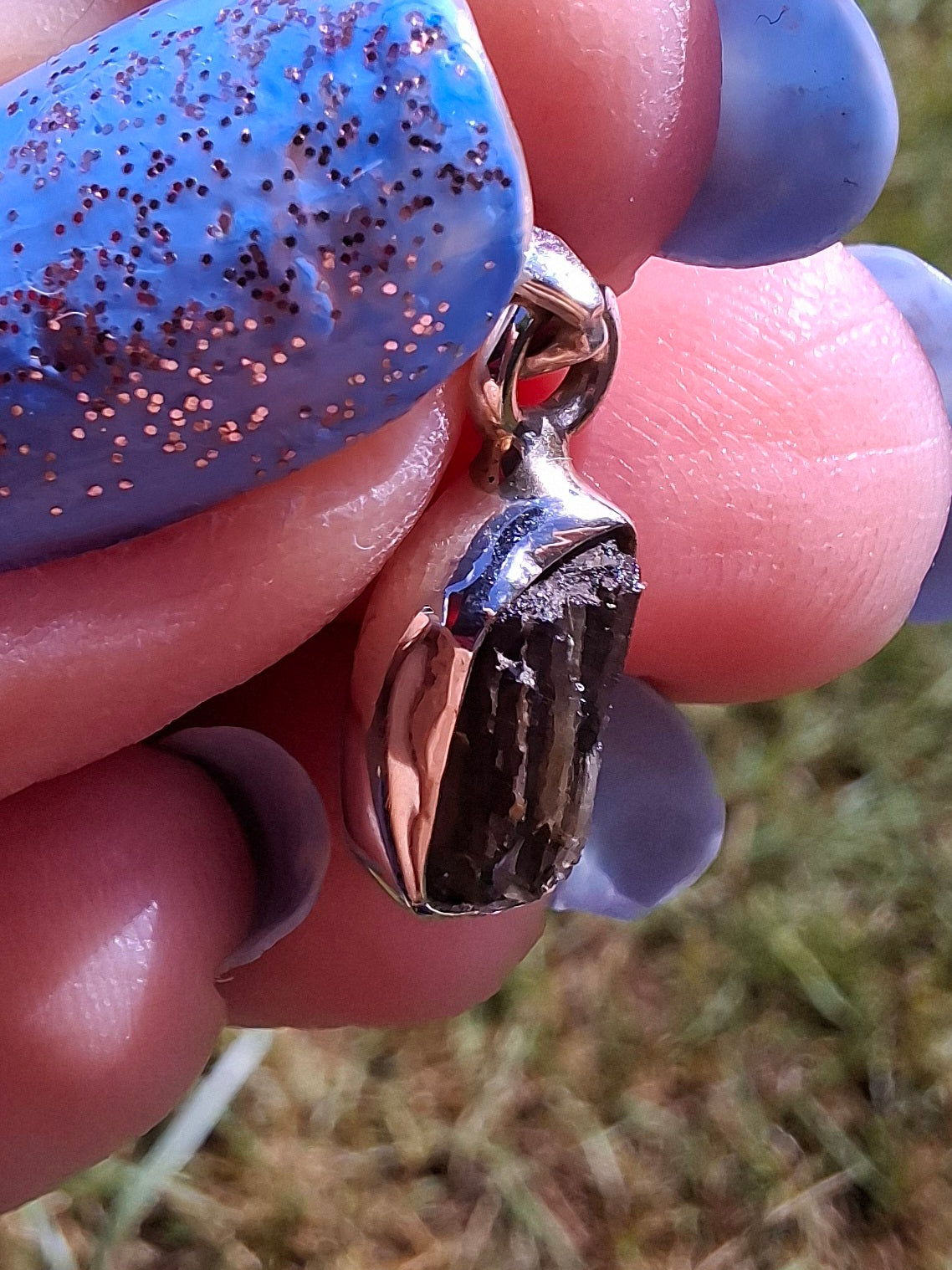 Moldavite Pendant, 925 Silver, Tektite (Ref: P91)