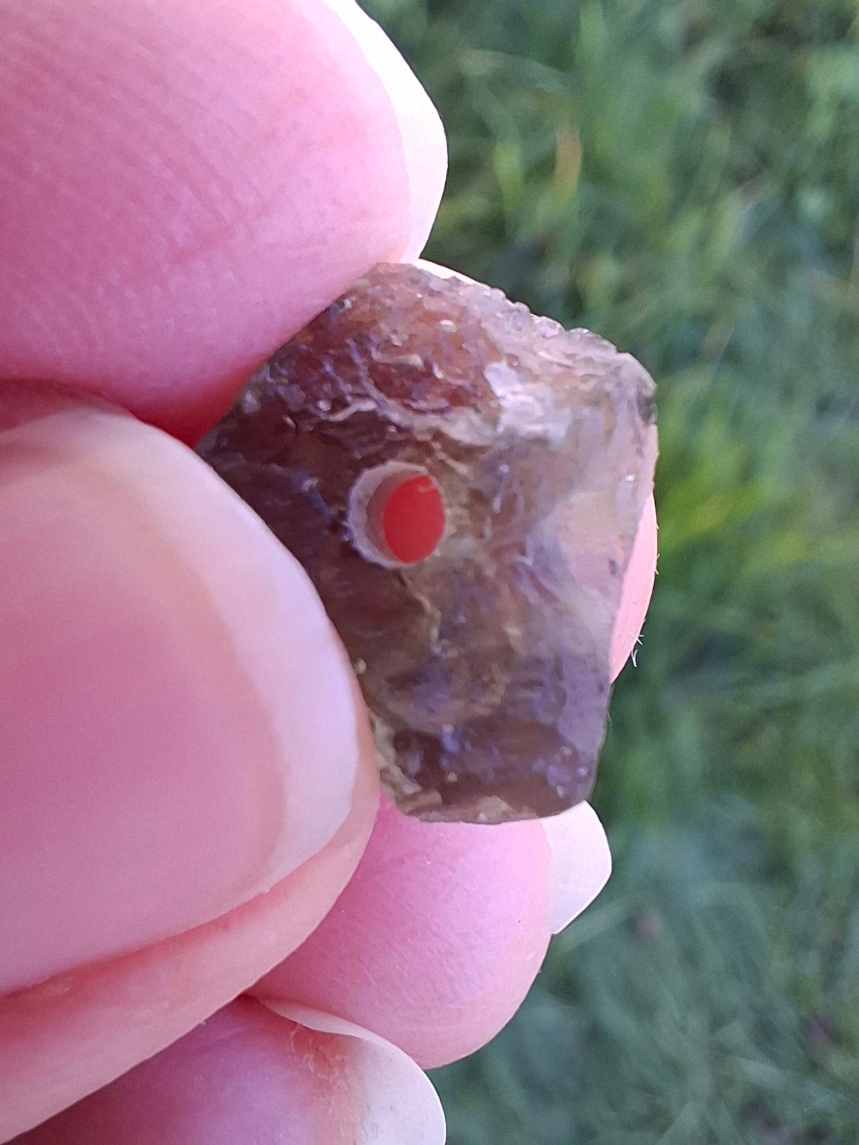 DRILLED Moldavite Piece, 1g, Tektite (Ref: D12)