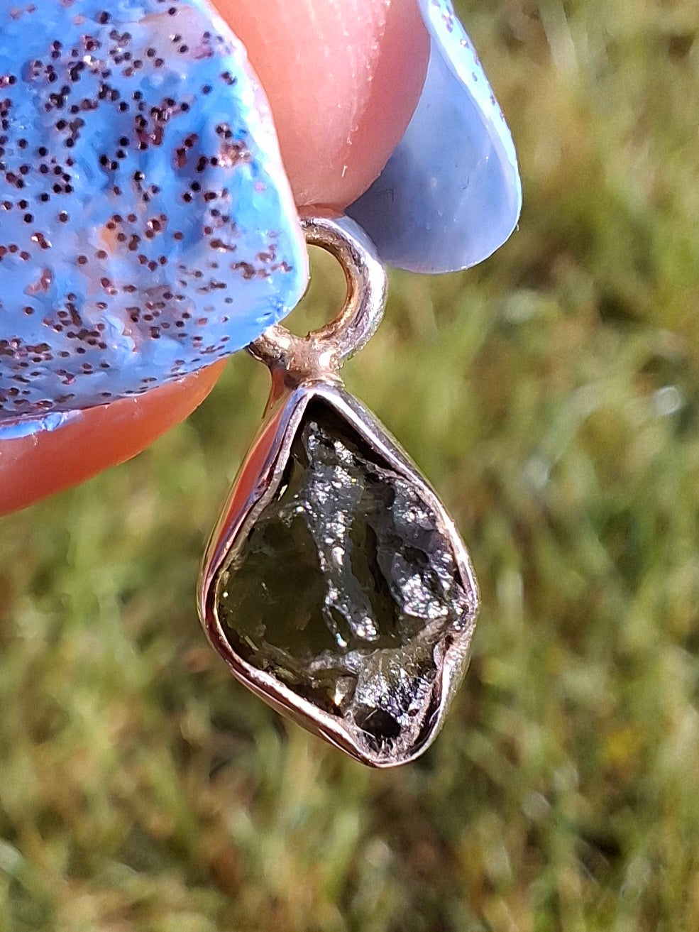 Moldavite Pendant, 925 Silver, Tektite (Ref: P45)