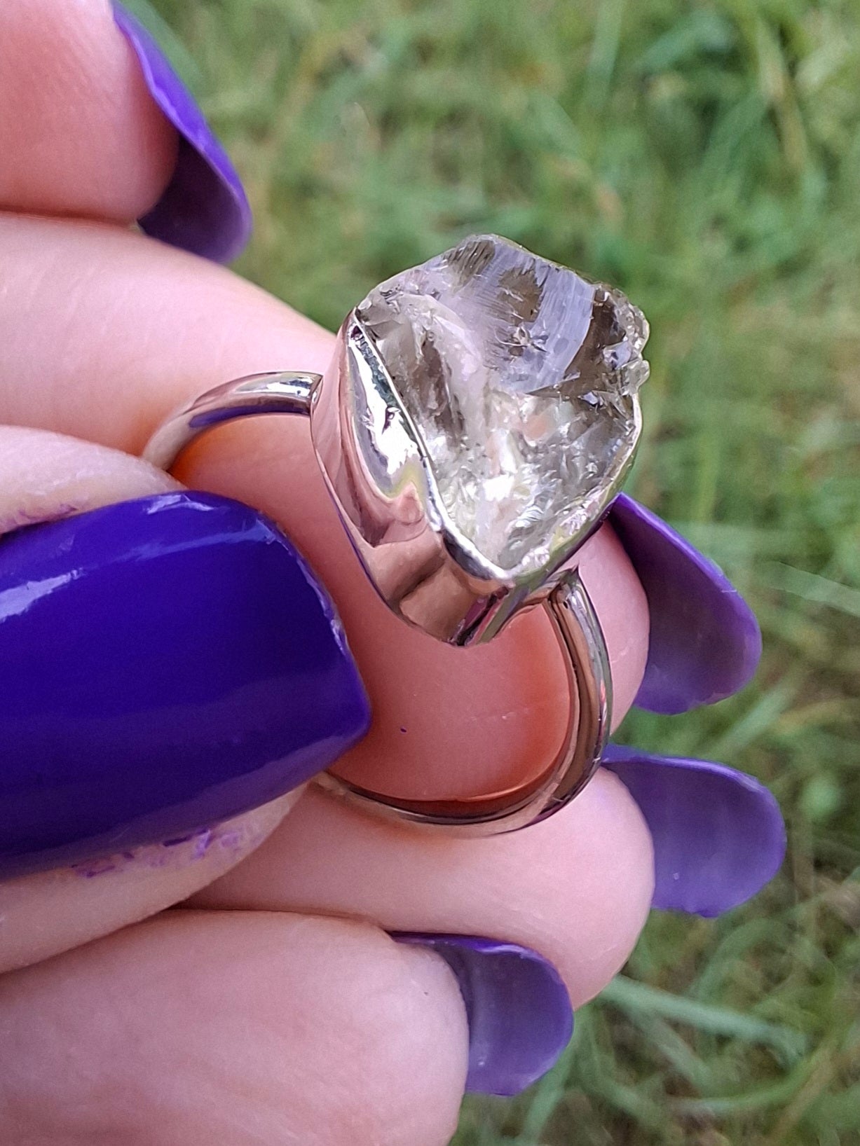 Libyan Desert Glass Ring, size large J/small K, 925 Silver, Tektite (Ref: LR10)
