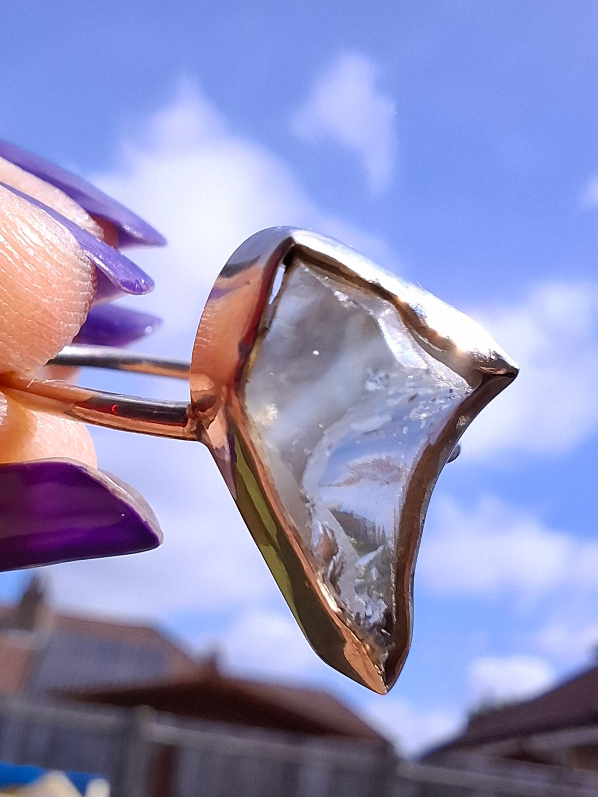 Libyan Desert Glass Ring, size large W, 925 Silver, Tektite (Ref: LR62)