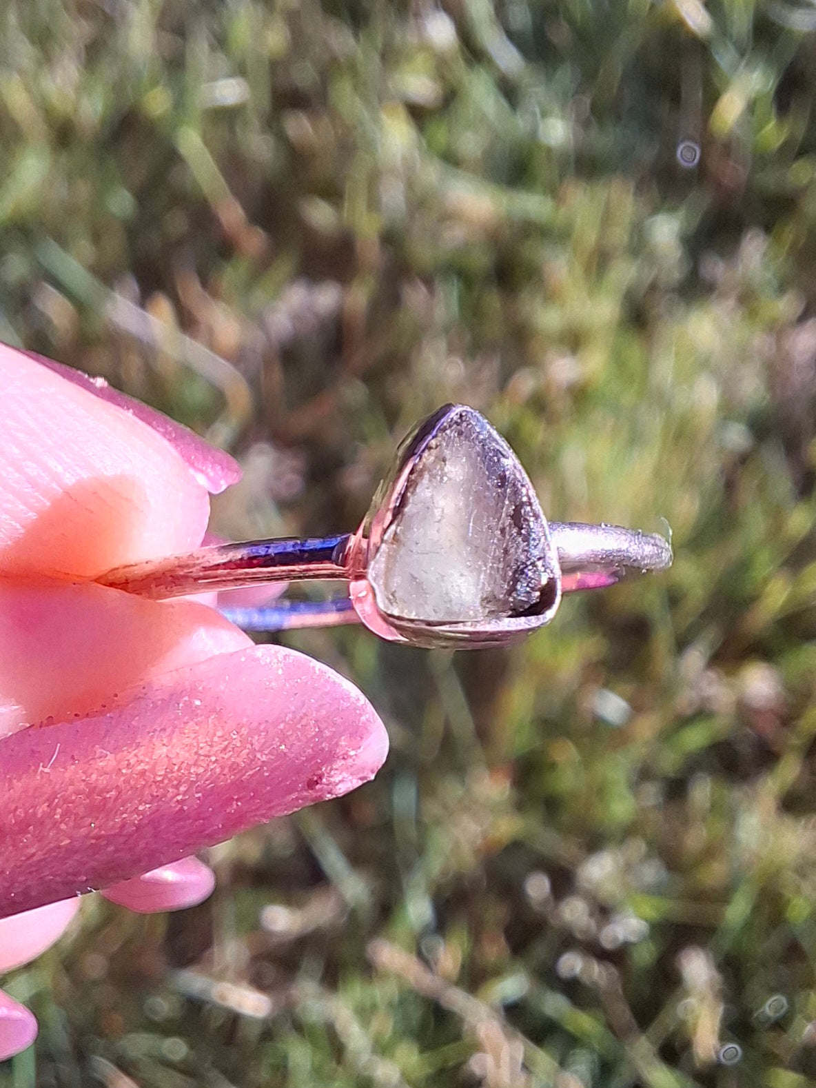 Moldavite Ring, size large R/small S, 925 Silver, Tektite (Ref: R67)