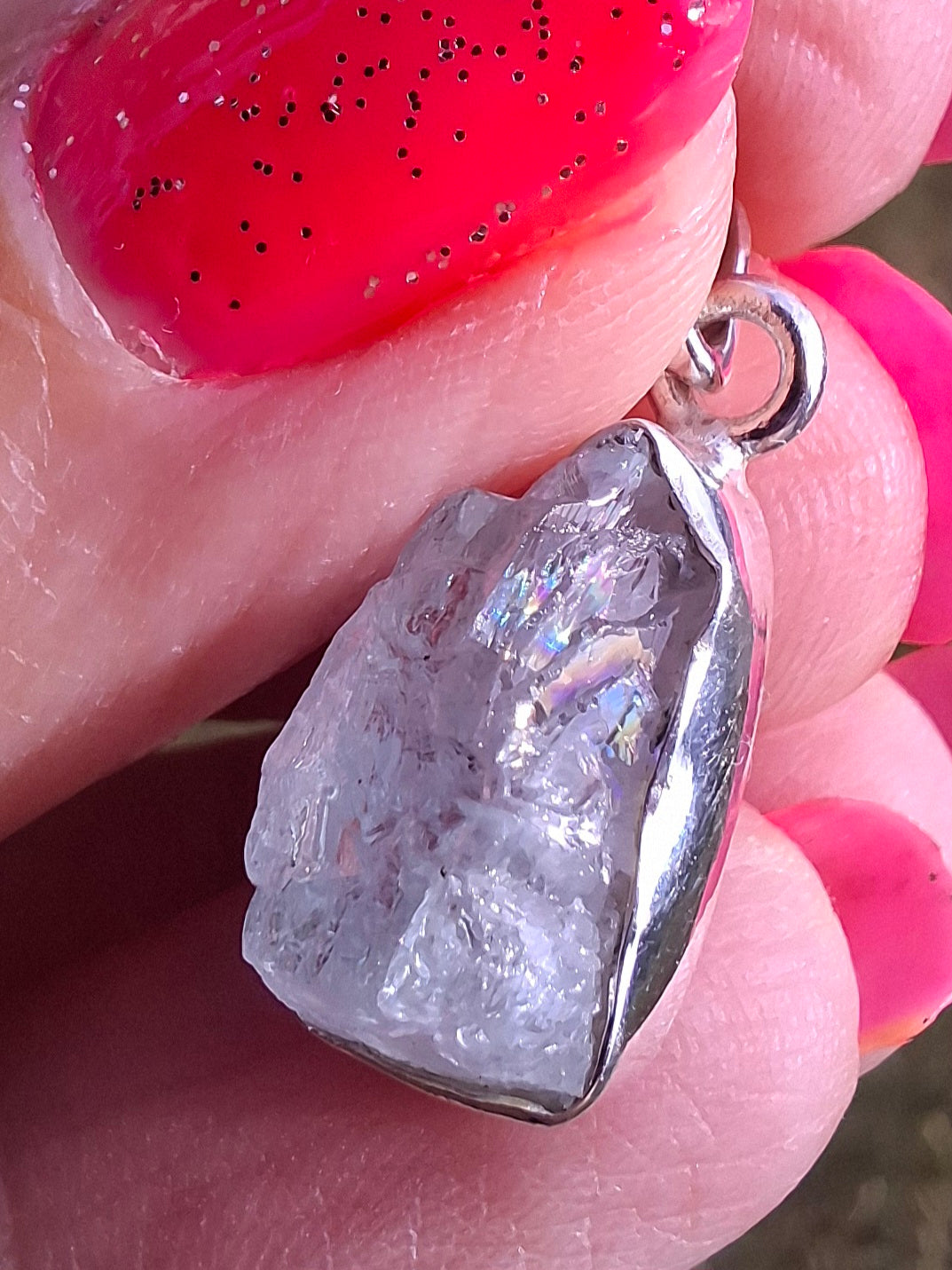 Aquamarine Pendant, 925 Silver, Crystal 🌈 (Ref: AQ4)