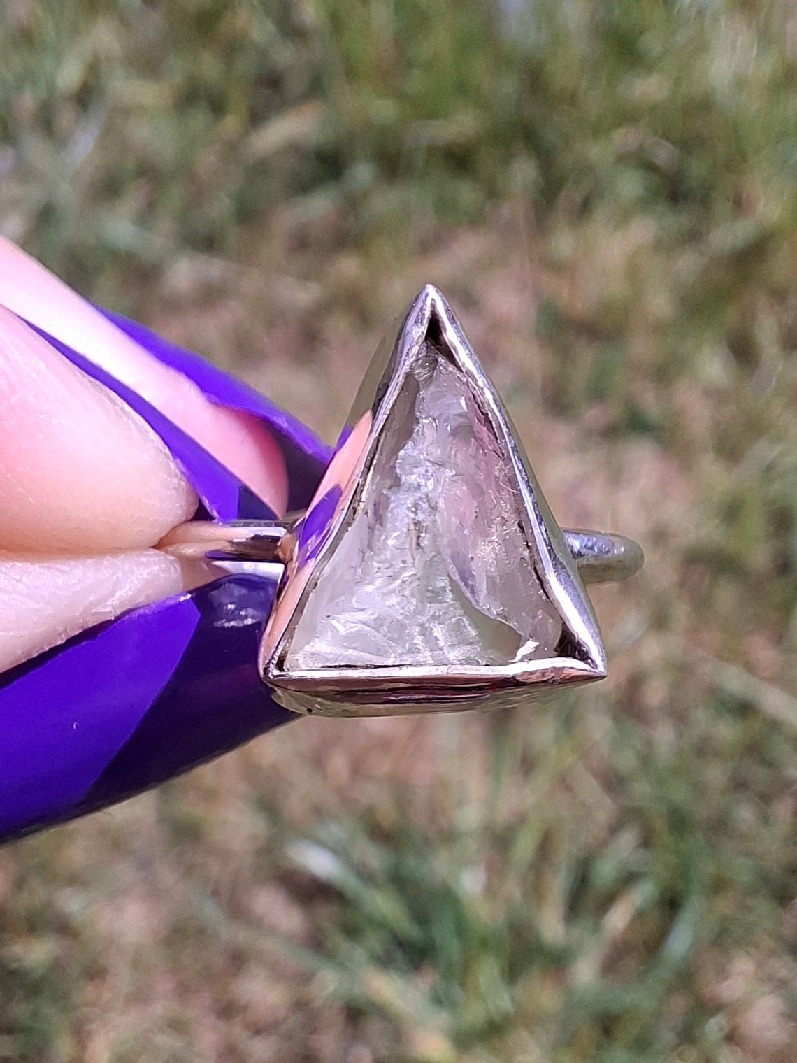 Libyan Desert Glass Ring, size large J/small K, 925 Silver, Tektite (Ref: LR11)