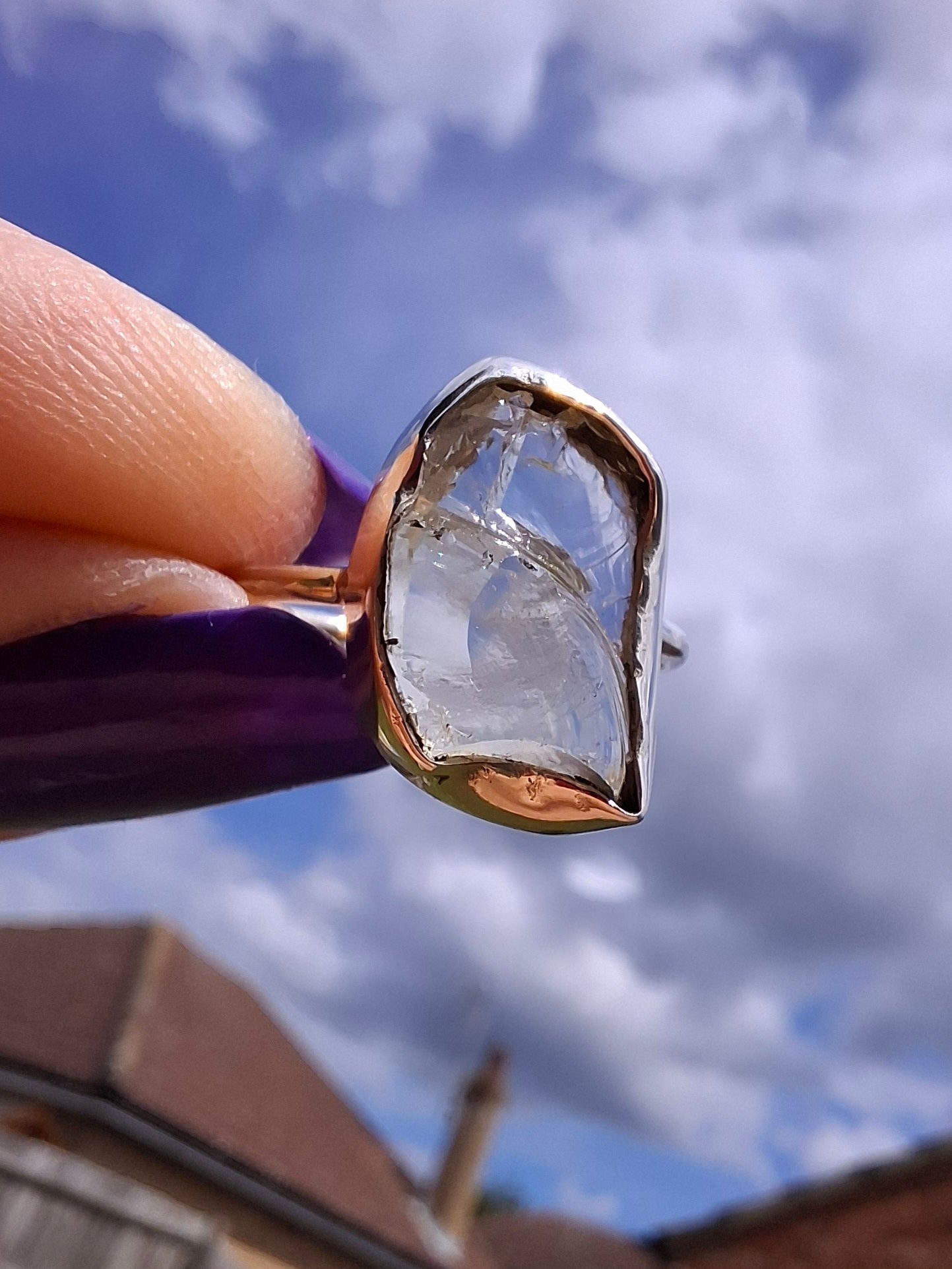 Libyan Desert Glass Ring, size large P, 925 Silver, Tektite (Ref: LR29)