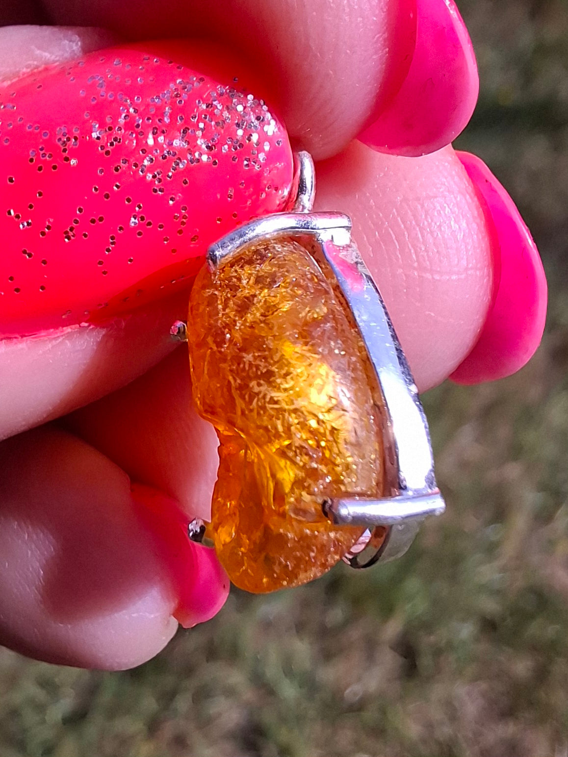 Baltic Amber Pendant, 925 Silver, Fossil (Ref: AP21)