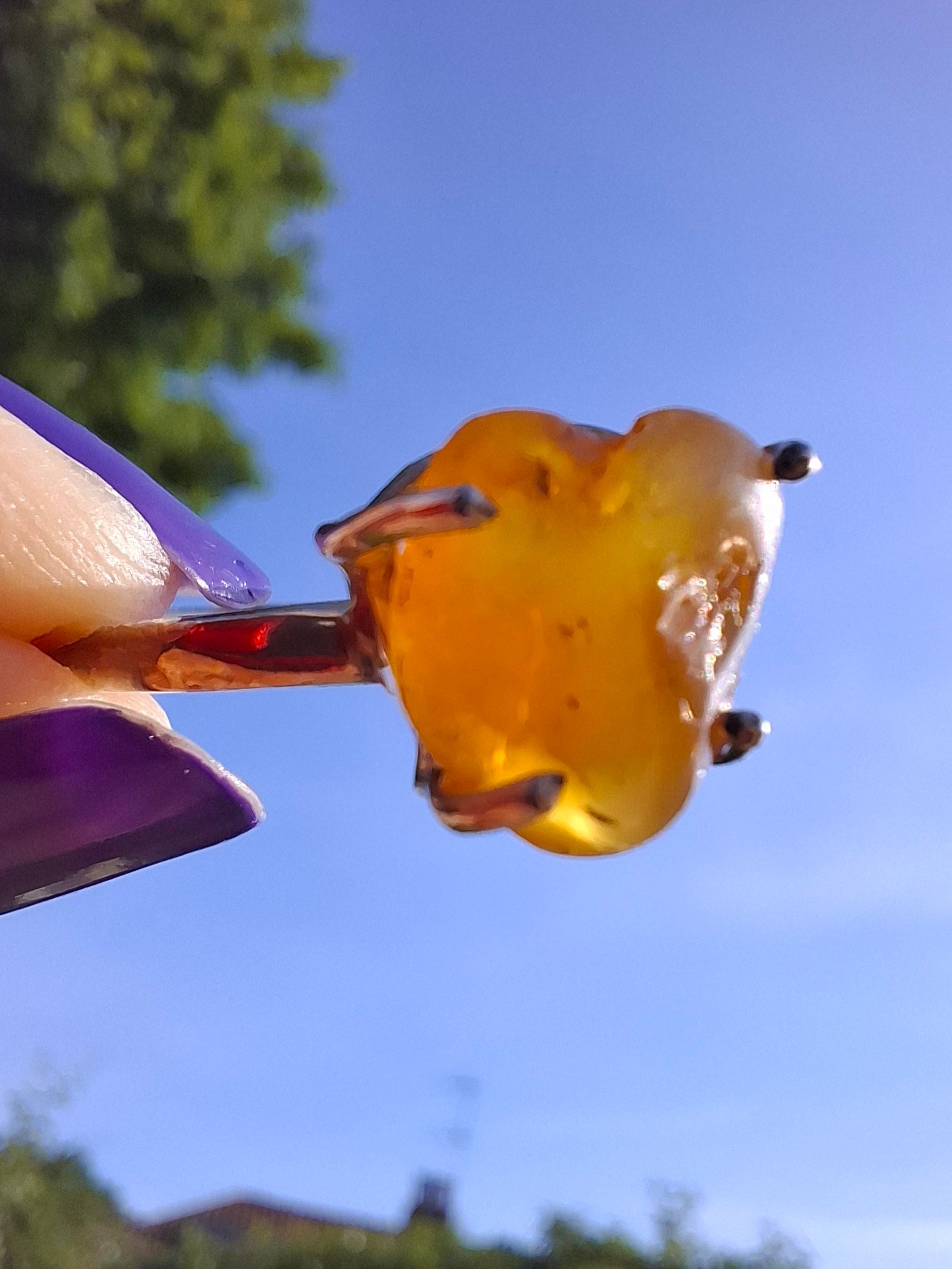 Baltic Amber Ring, size large Y, 925 Silver, Fossil (Ref: AR39)