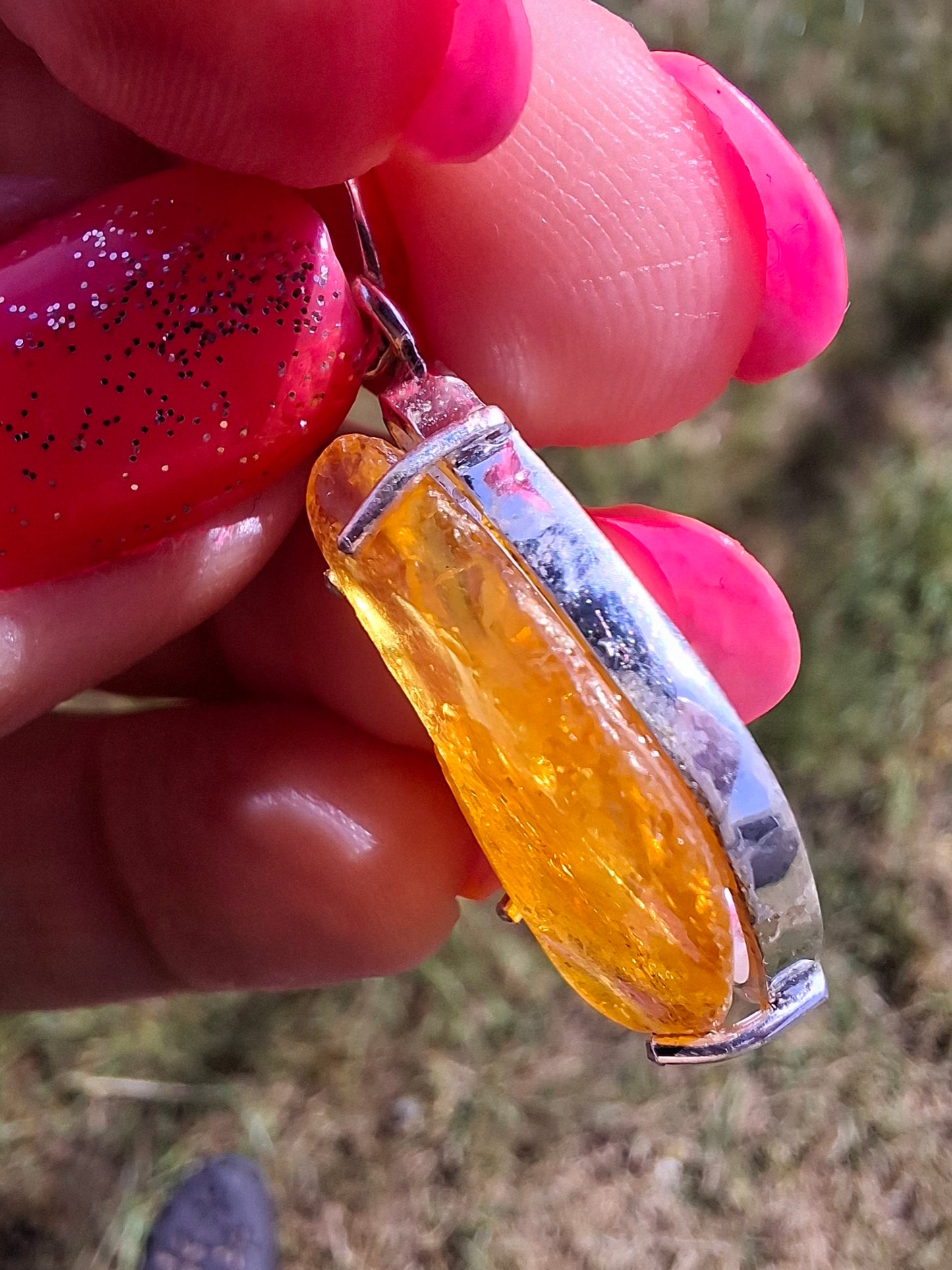 Baltic Amber Pendant, 925 Silver, Fossil (Ref: Ap1)