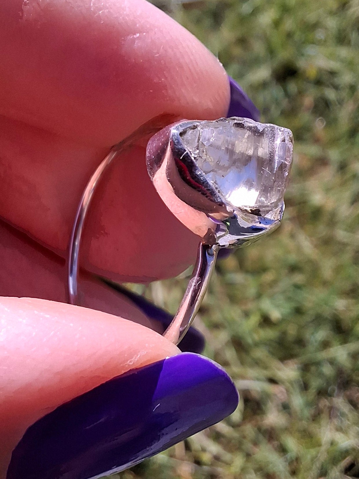 Libyan Desert Glass Ring, size large T/small U, 925 Silver, Tektite (Ref: LR51)