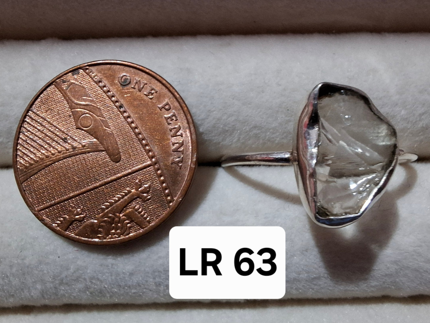 Libyan Desert Glass Ring, size large W, 925 Silver, Tektite (Ref: LR63)