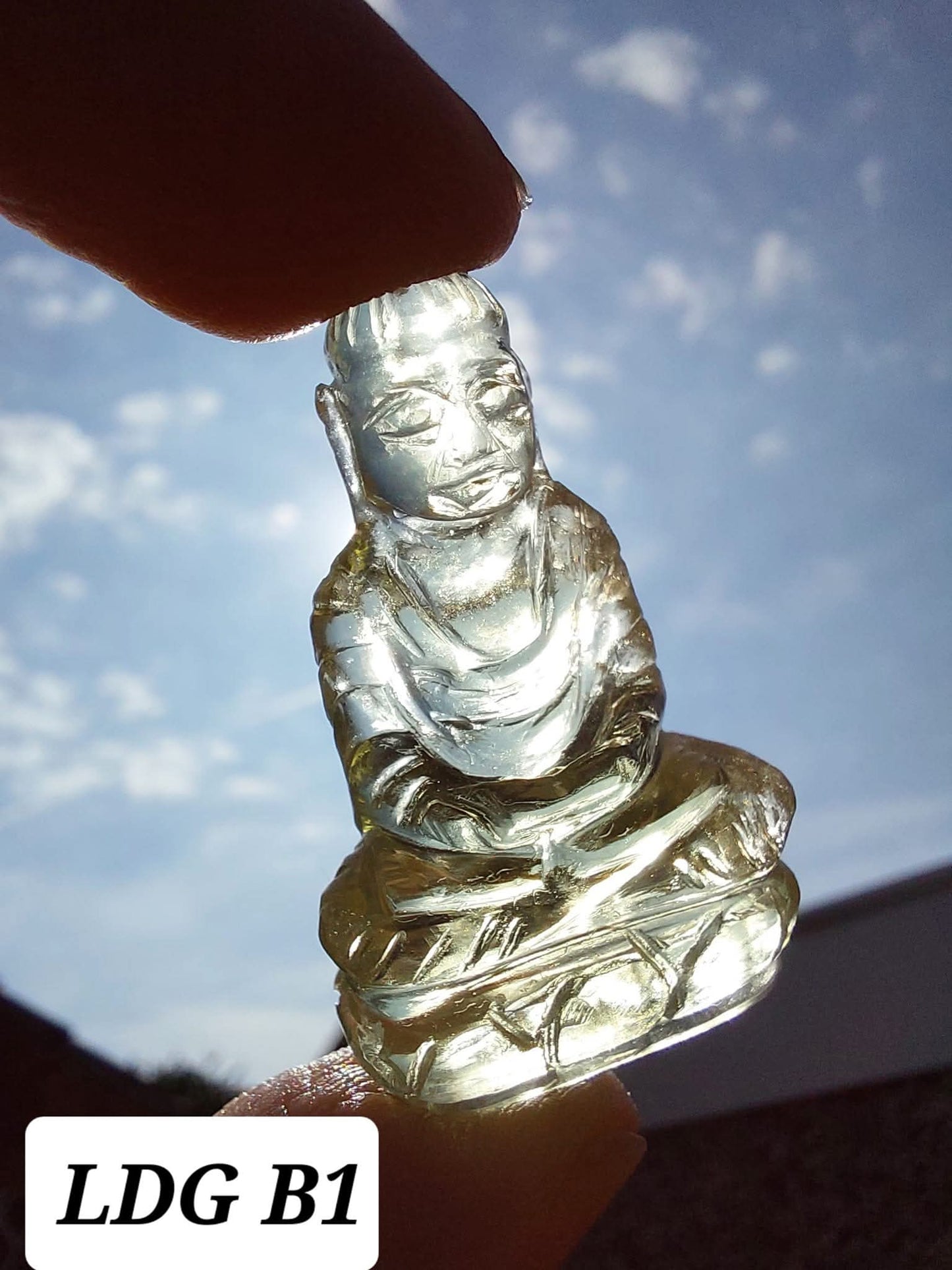 Libyan Desert Glass BUDDHA carving, 7.26g, Tektite (Ref: LDG B1)