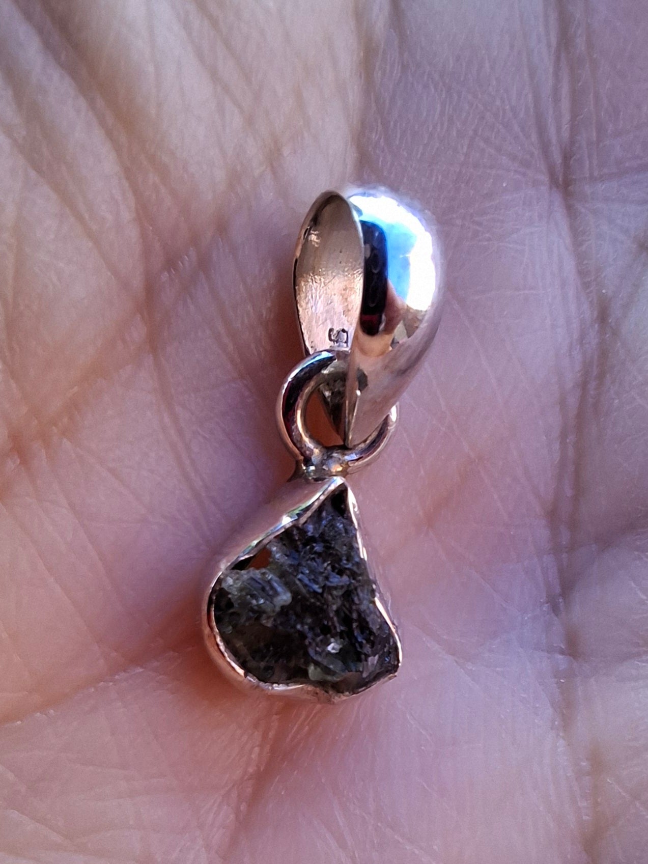 Moldavite Pendant, 925 Silver, Tektite (Ref: P85)