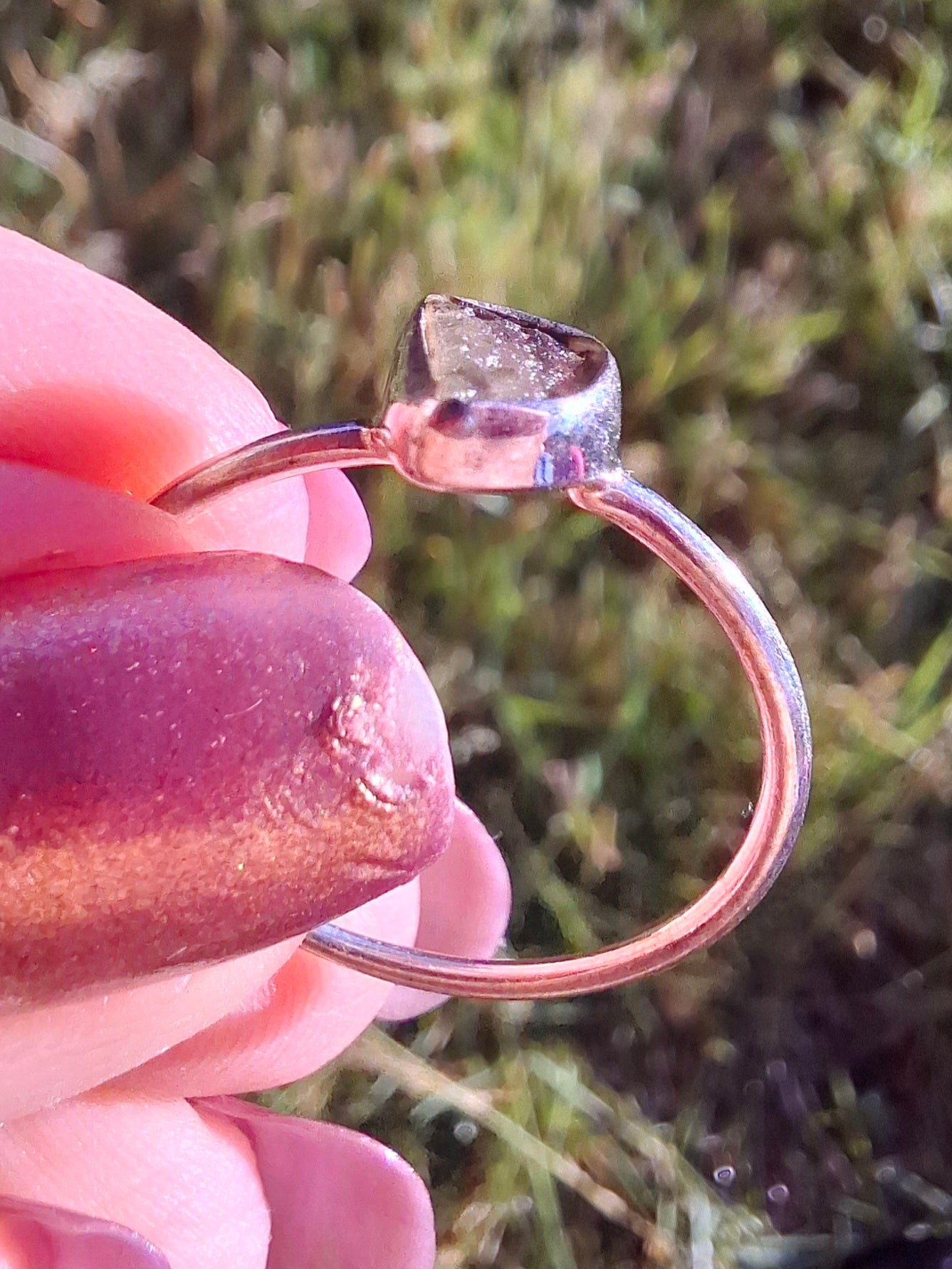 Moldavite Ring, size small S, 925 Silver, Tektite (Ref: R68)
