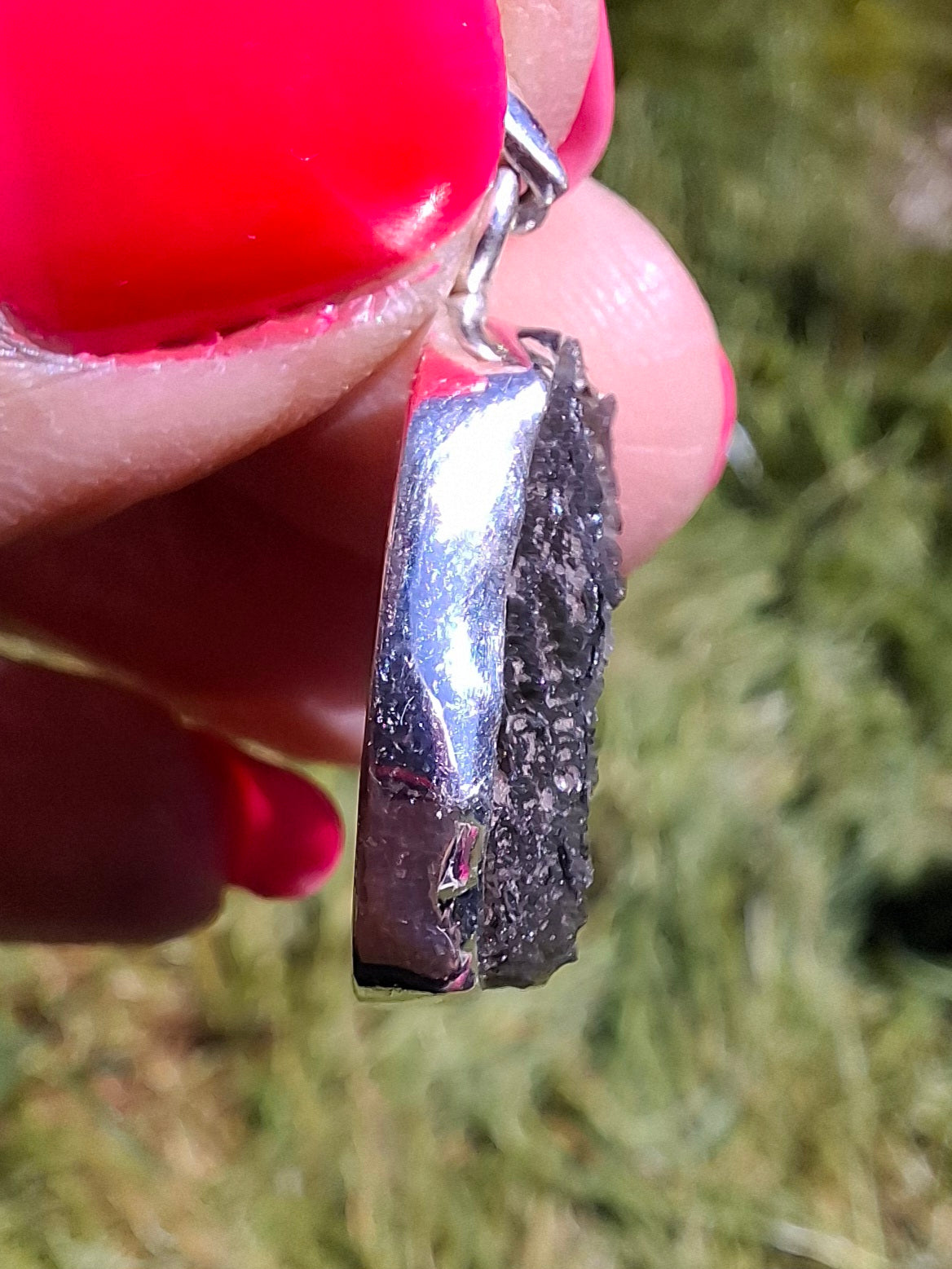 Moldavite Pendant, 925 Silver, Tektite (Ref: P433)