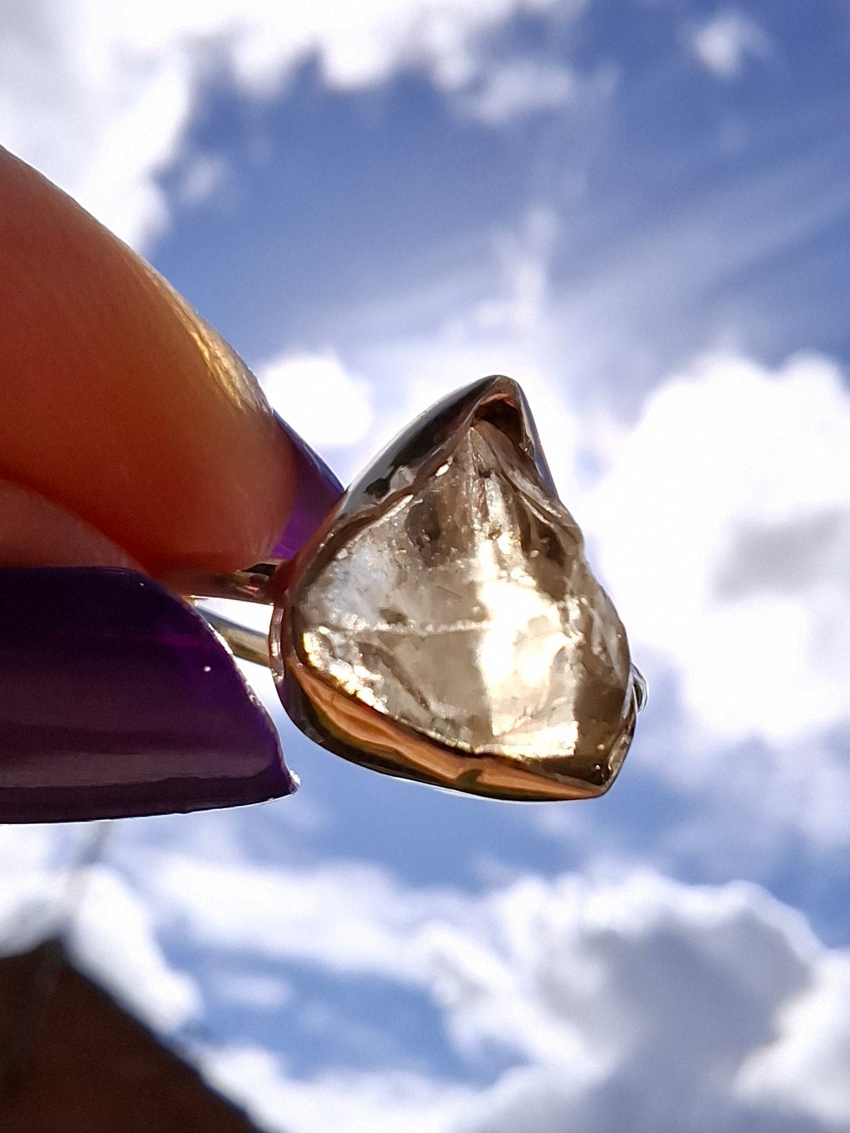 Libyan Desert Glass Ring, size large G, 925 Silver, Tektite (Ref: LR2)