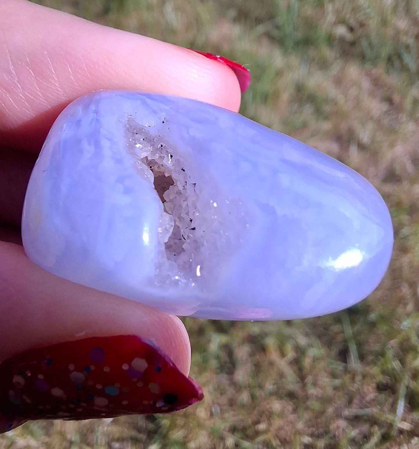 Blue Lace Agate, Tumble Stone, Crystal (Ref: T143)