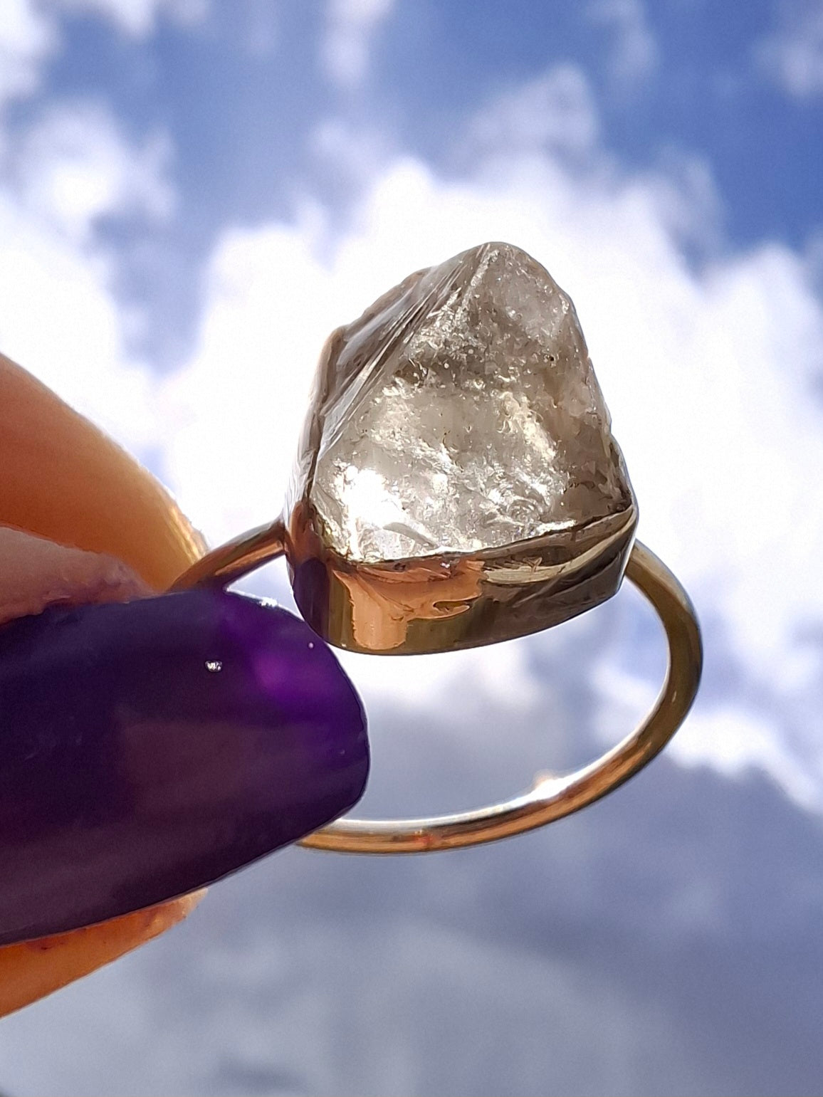 Libyan Desert Glass Ring, size small S, 925 Silver, Tektite (Ref: LR44)