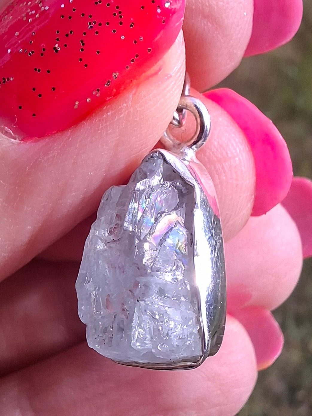Aquamarine Pendant, 925 Silver, Crystal 🌈 (Ref: AQ4)