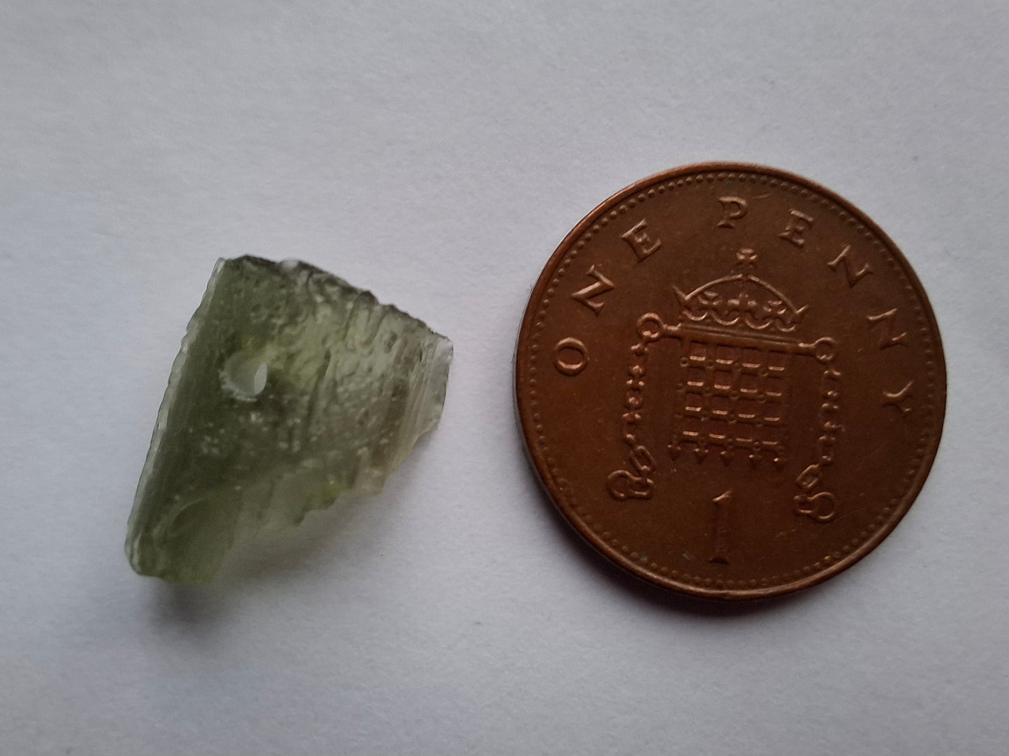 DRILLED, Moldavite Piece, 0.74g, Tektite (Ref: D13)