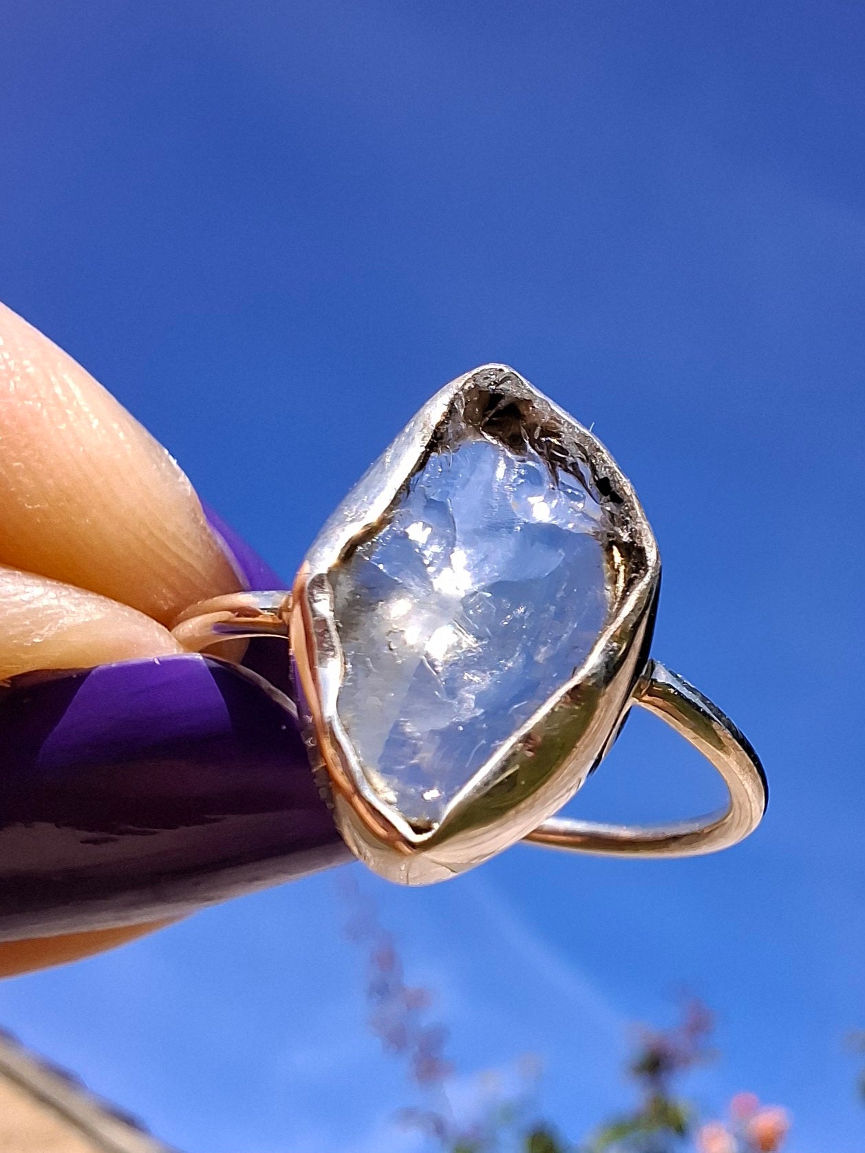 Libyan Desert Glass Ring, size small R, 925 Silver, Tektite (Ref: LR41)