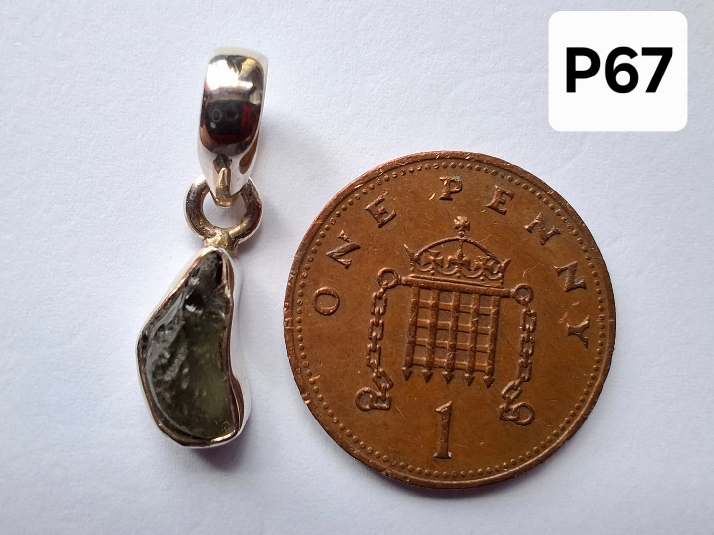 Moldavite Pendant, 925 Silver, Tektite (Ref: P67)