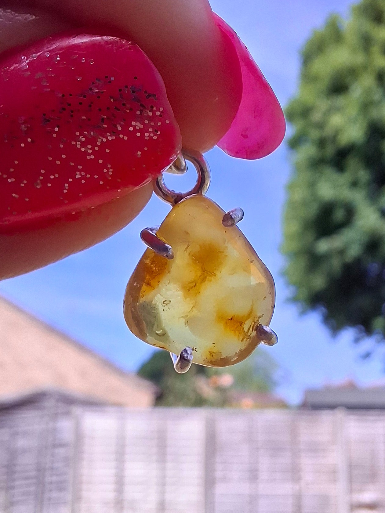 Baltic Amber Pendant, 925 Silver, Fossil (Ref: AP28)