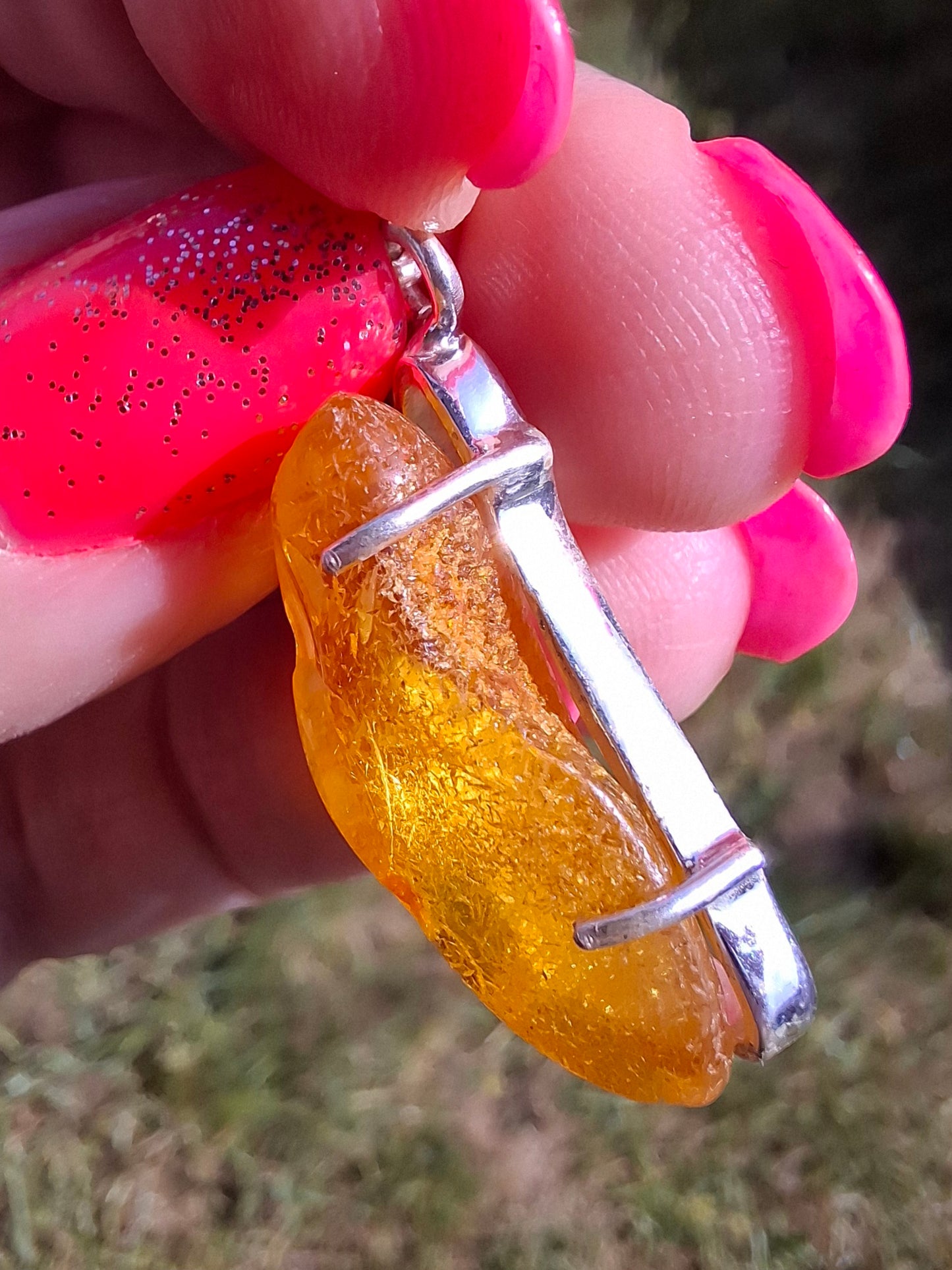 Baltic Amber Pendant, 925 Silver, Fossil (Ref: AP14)