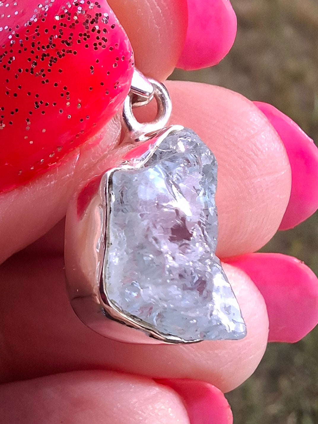Aquamarine Pendant, 925 Silver, Crystal (Ref: AQ14)