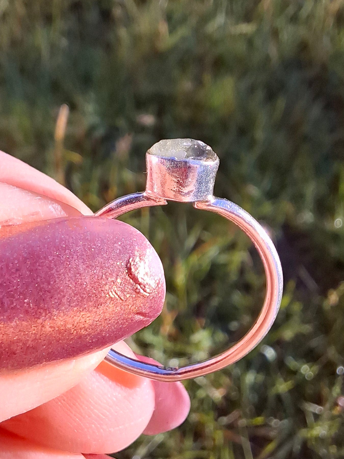 Moldavite Ring, size large M/small N, 925 Silver, Tektite (Ref: R40)