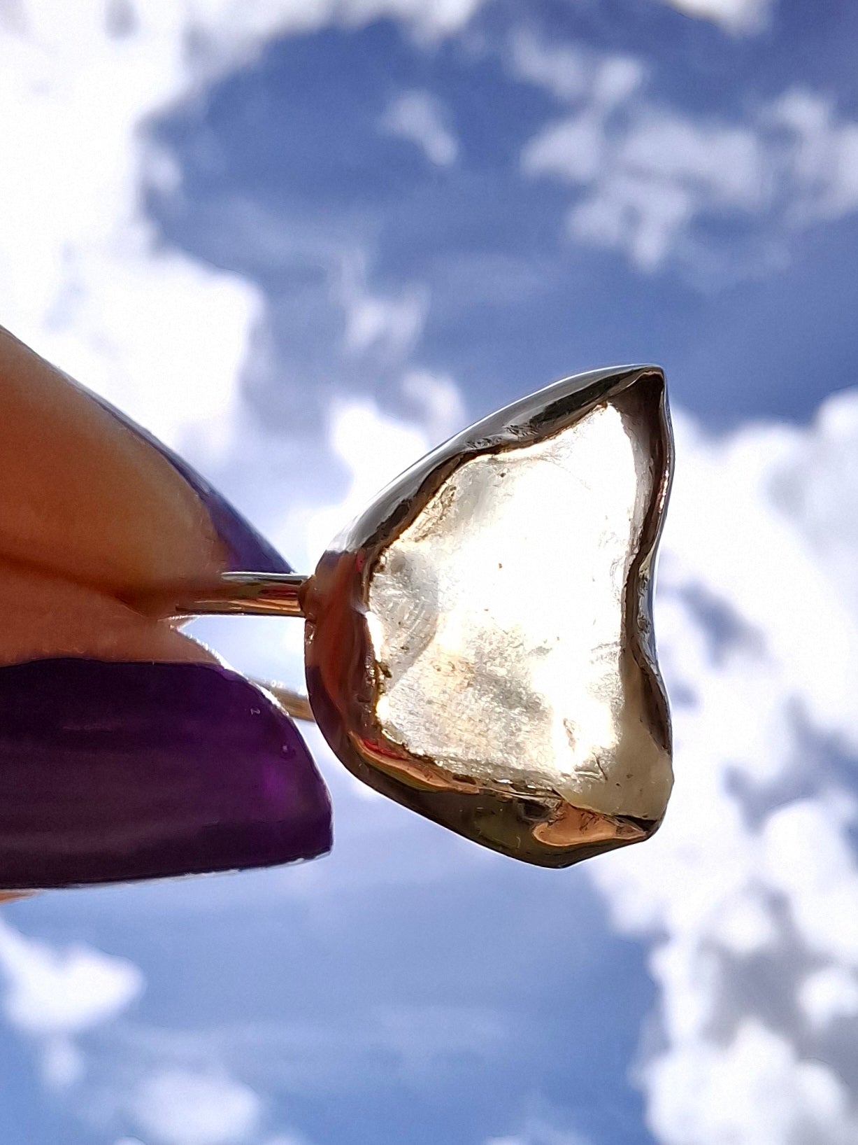 Libyan Desert Glass Ring, size large Q, 925 Silver, Tektite (Ref: LR36)