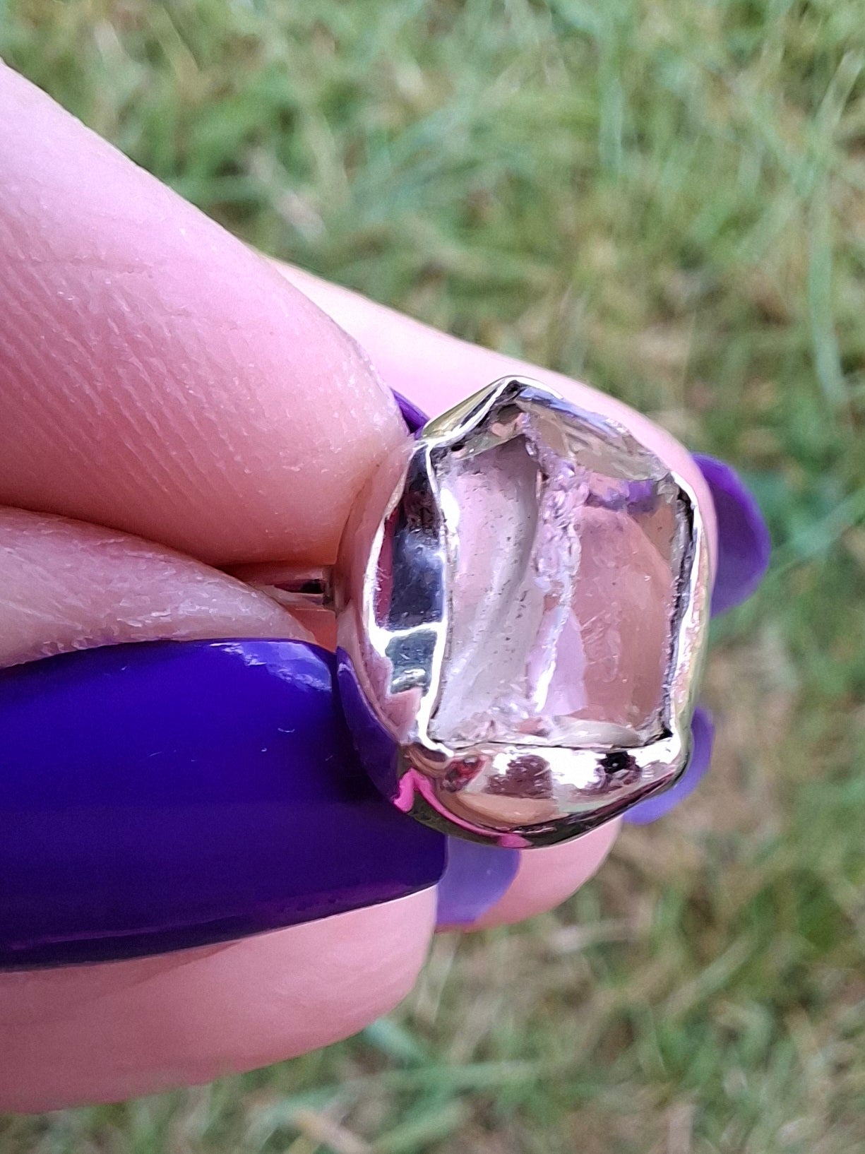 Libyan Desert Glass Ring, size large M, 925 Silver, Tektite (Ref: LR20)