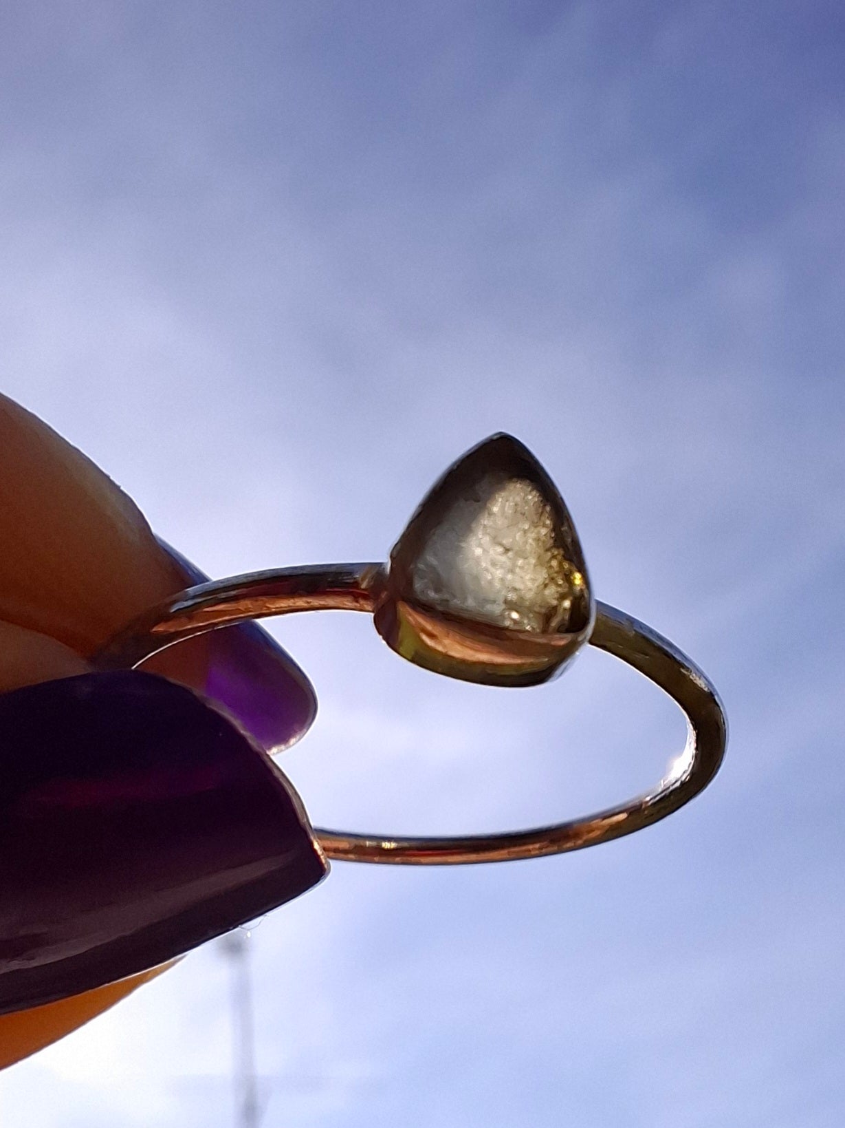 Moldavite Ring, size large R/small S, 925 Silver, Tektite (Ref: R67)