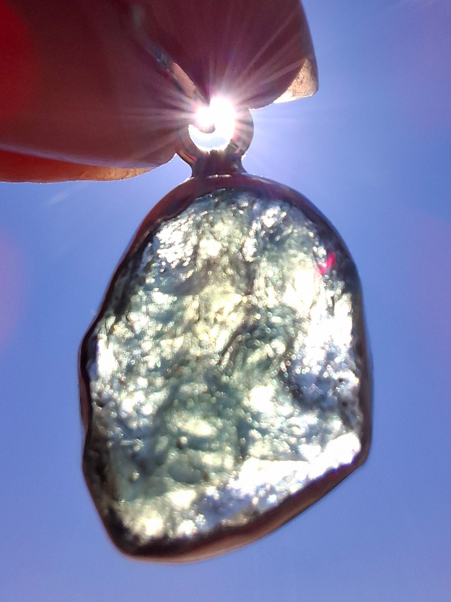 Moldavite Pendant, 925 Silver, Tektite (Ref: P441)