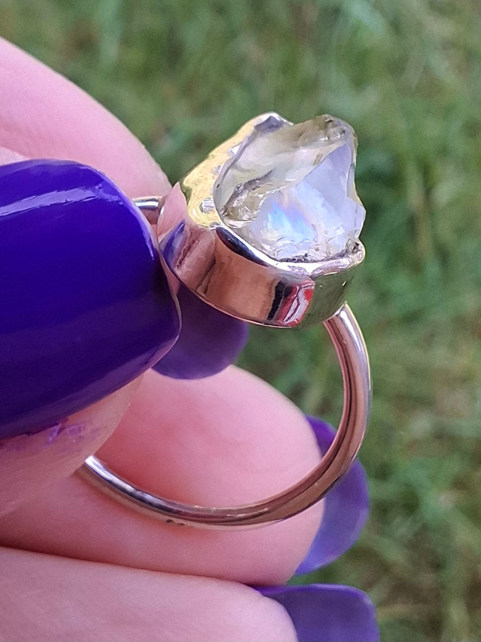 Libyan Desert Glass Ring, size K, 925 Silver, Tektite 🌈 (Ref: LR12)