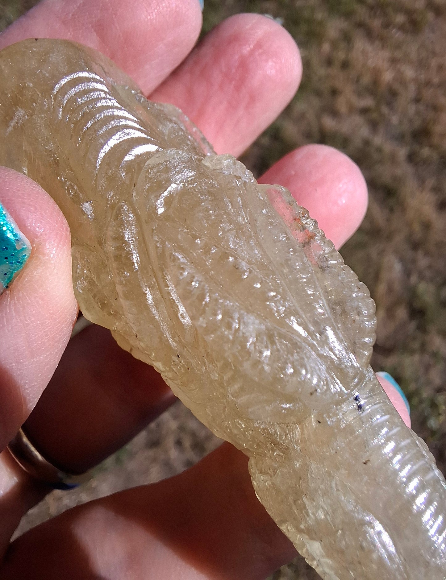 Libyan Desert Glass DRAGON HEAD carving, 48.11g, Tektite (Ref: Dragon4)