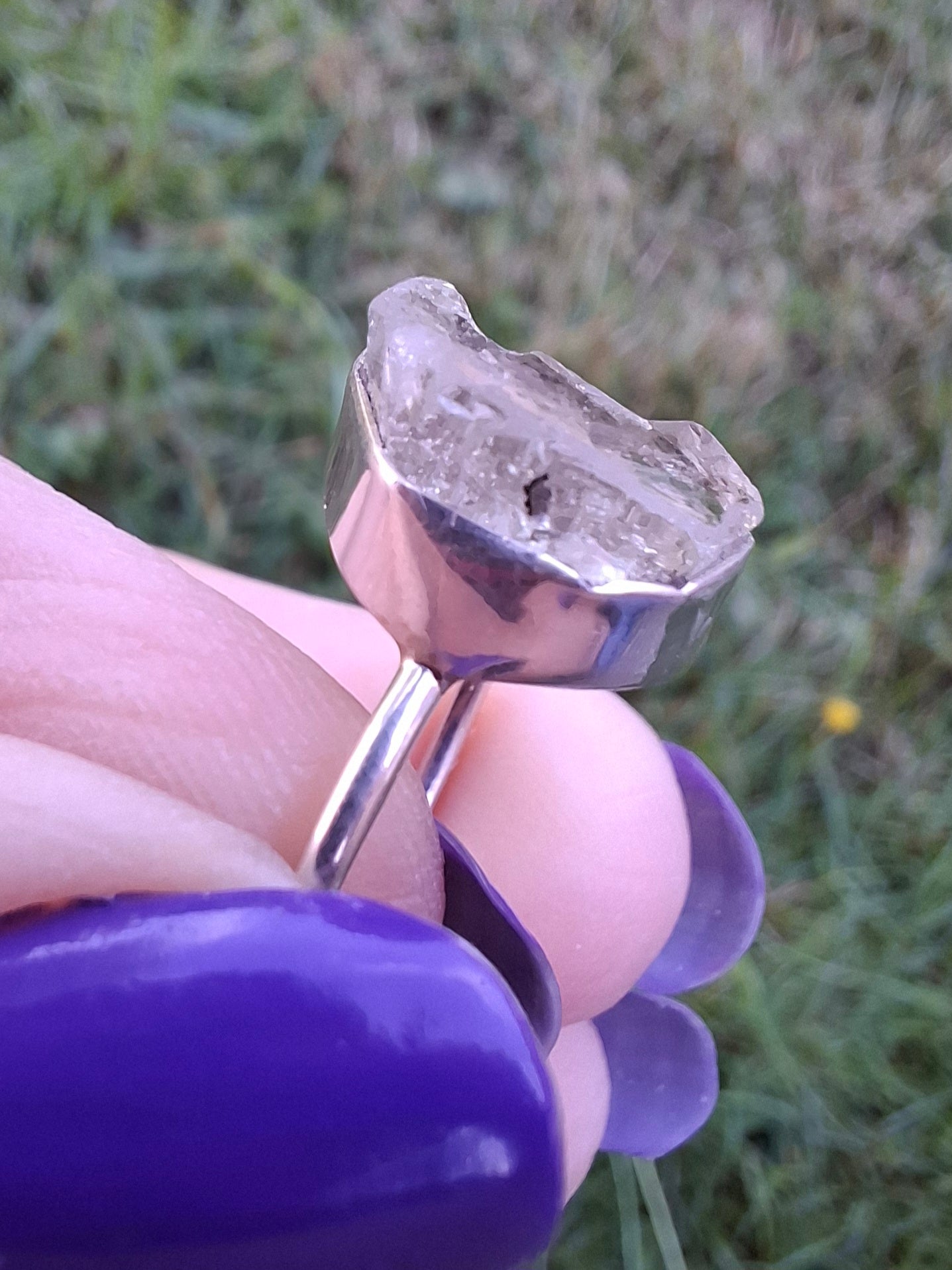 Libyan Desert Glass Ring, size large R/small S, 925 Silver, Tektite (Ref: LR43)