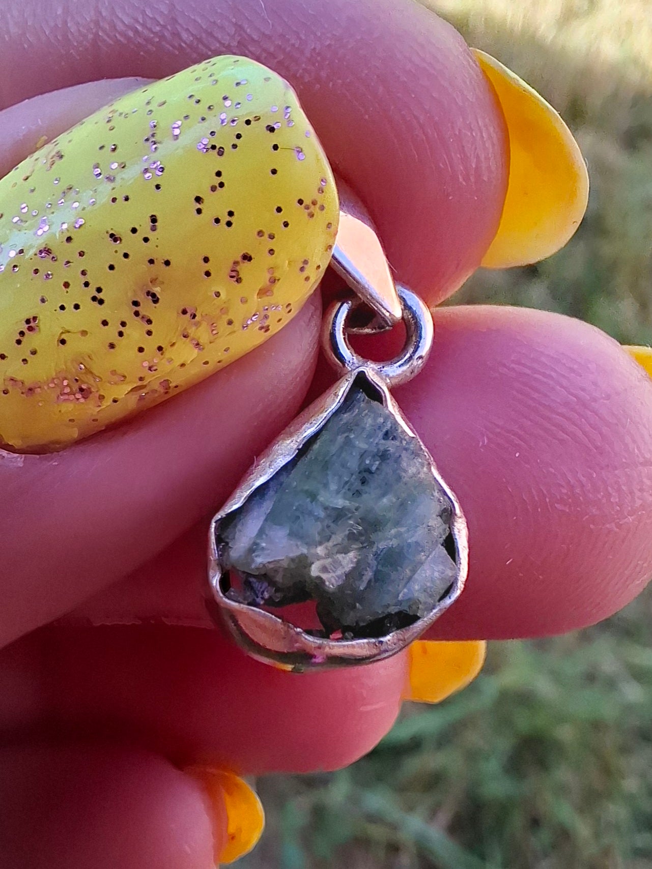 Green Tourmaline Pendant, 925 Silver, Crystal (Ref: GT7)