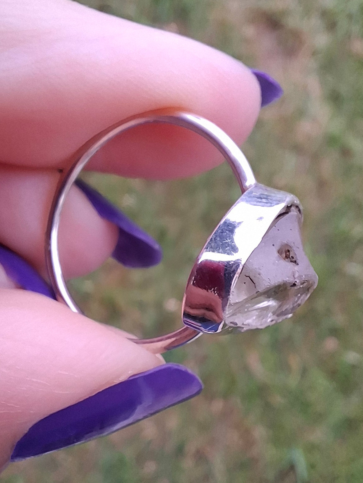 Libyan Desert Glass Ring, size large P, 925 Silver, Tektite (Ref: LR28)