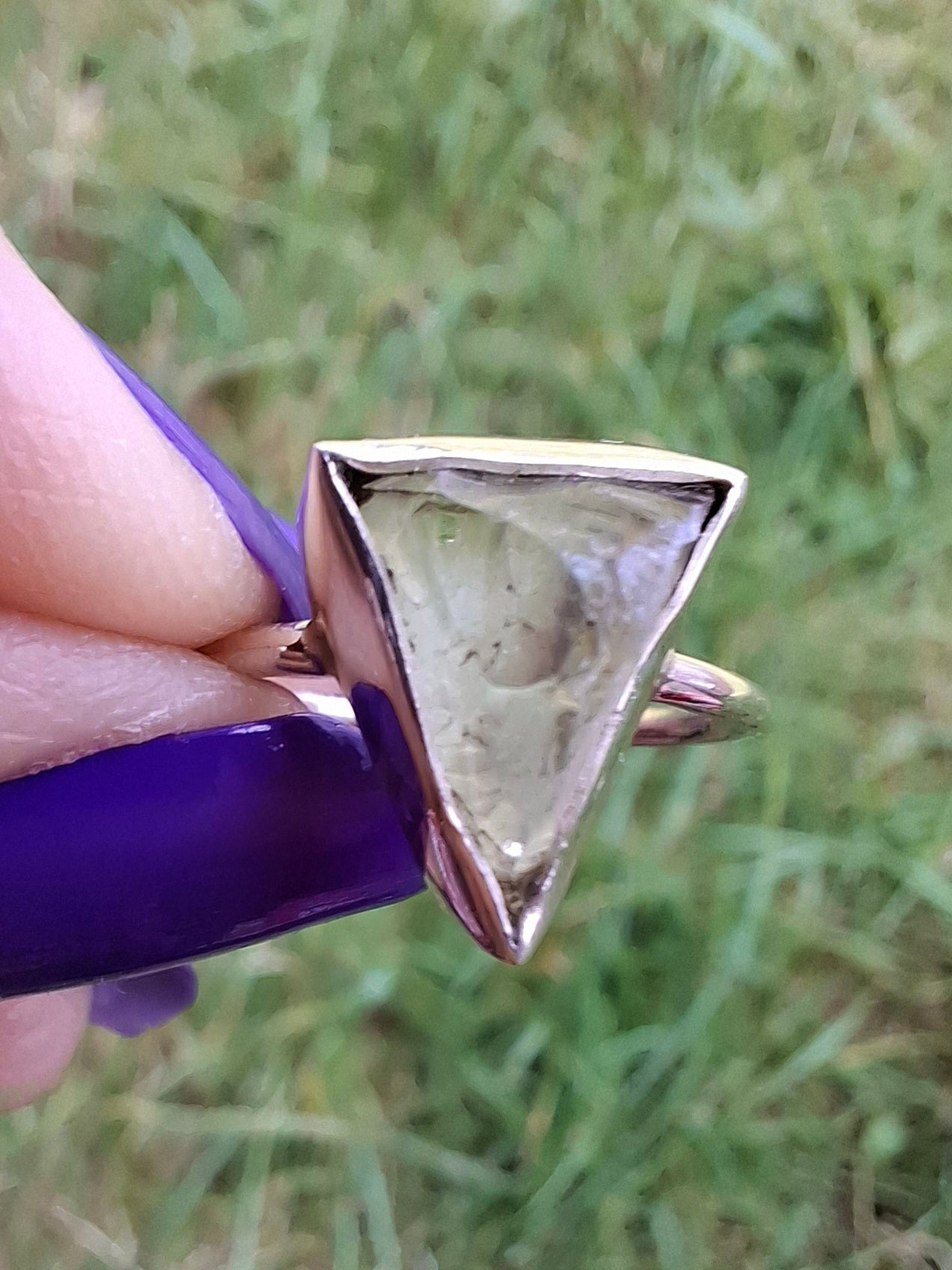 Libyan Desert Glass Ring, size large J/small K, 925 Silver, Tektite (Ref: LR11)