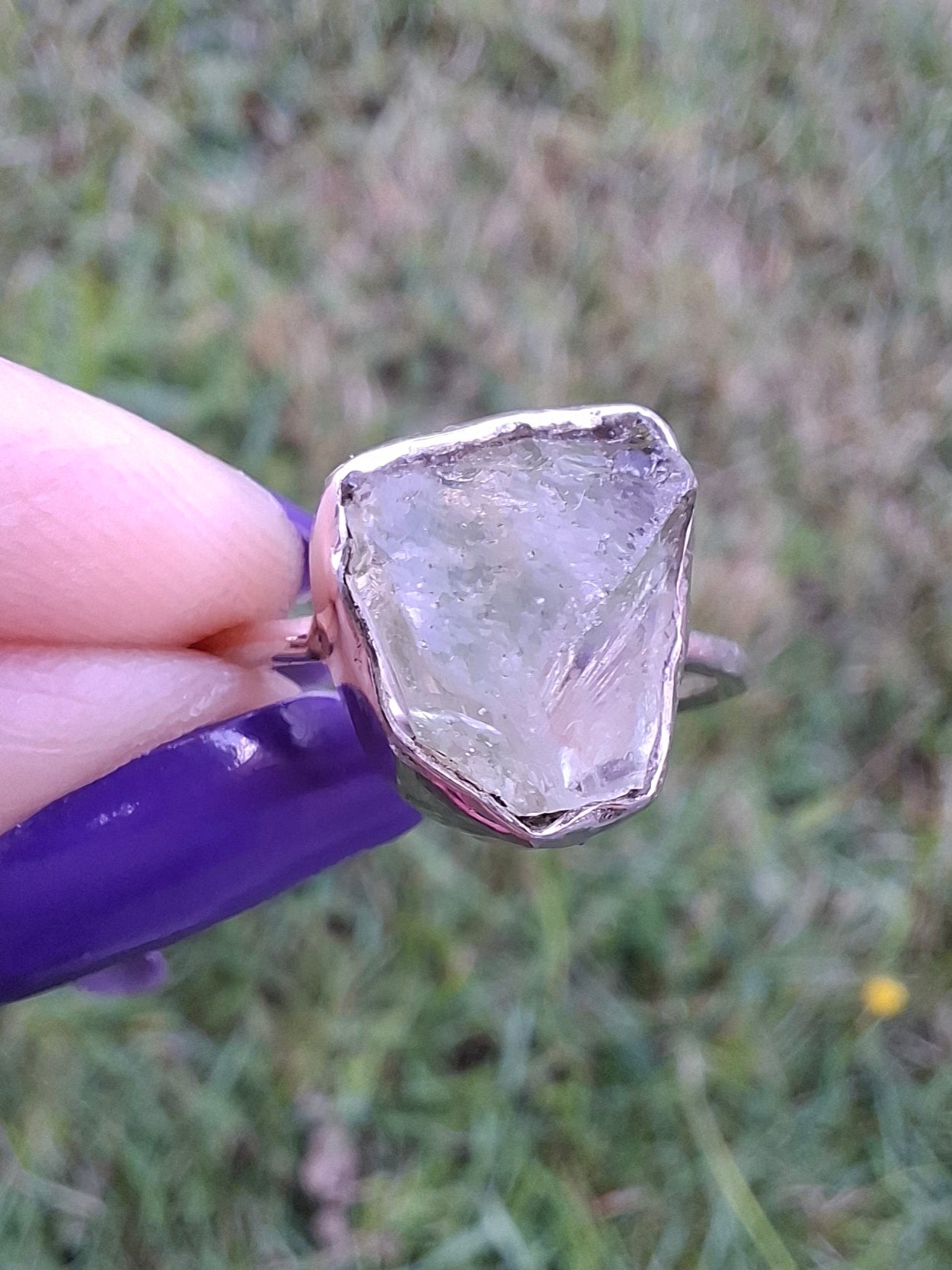 Libyan Desert Glass Ring, size small S, 925 Silver, Tektite (Ref: LR44)