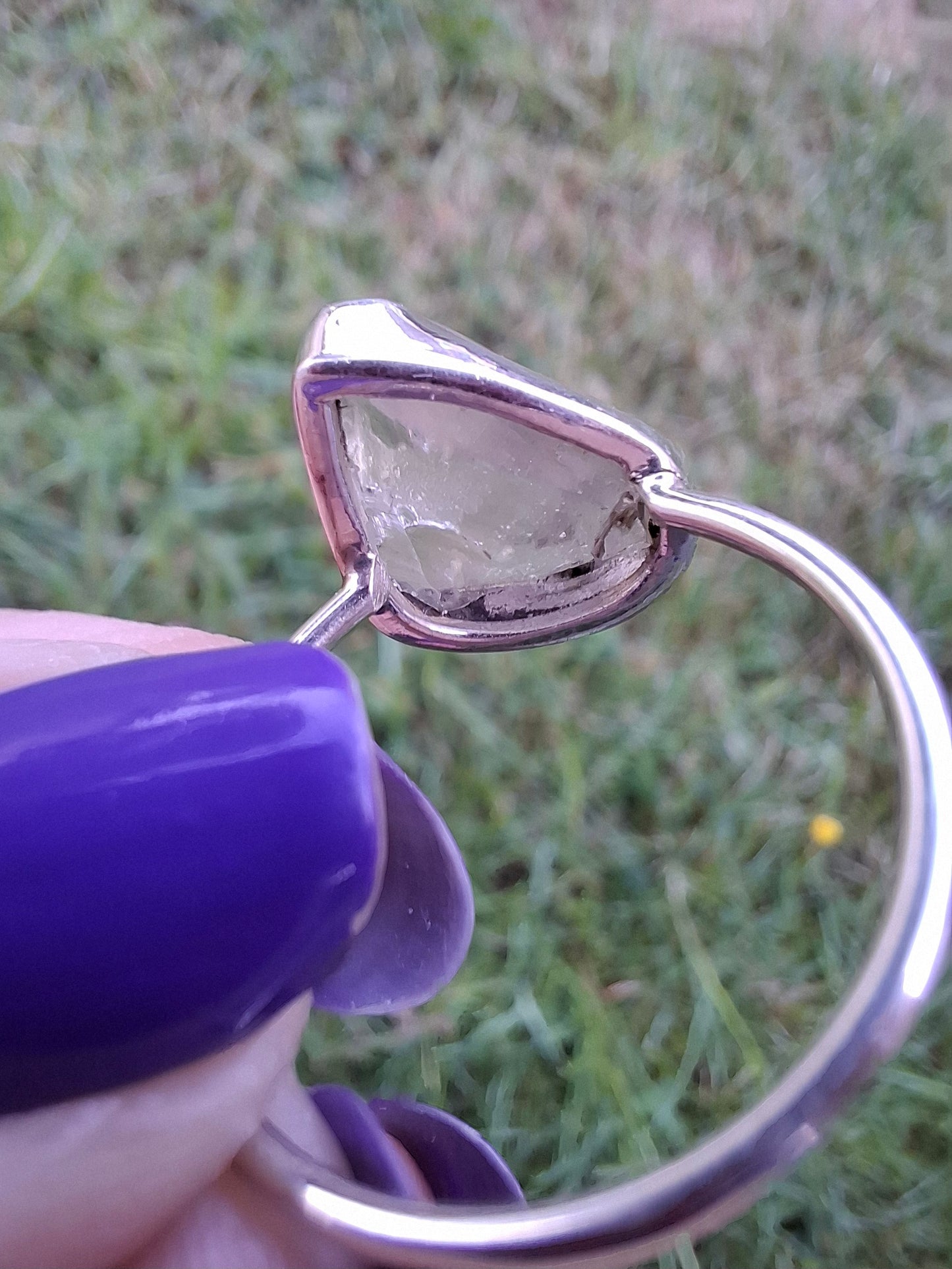 Libyan Desert Glass Ring, size U, 925 Silver, Tektite (Ref: LR52)
