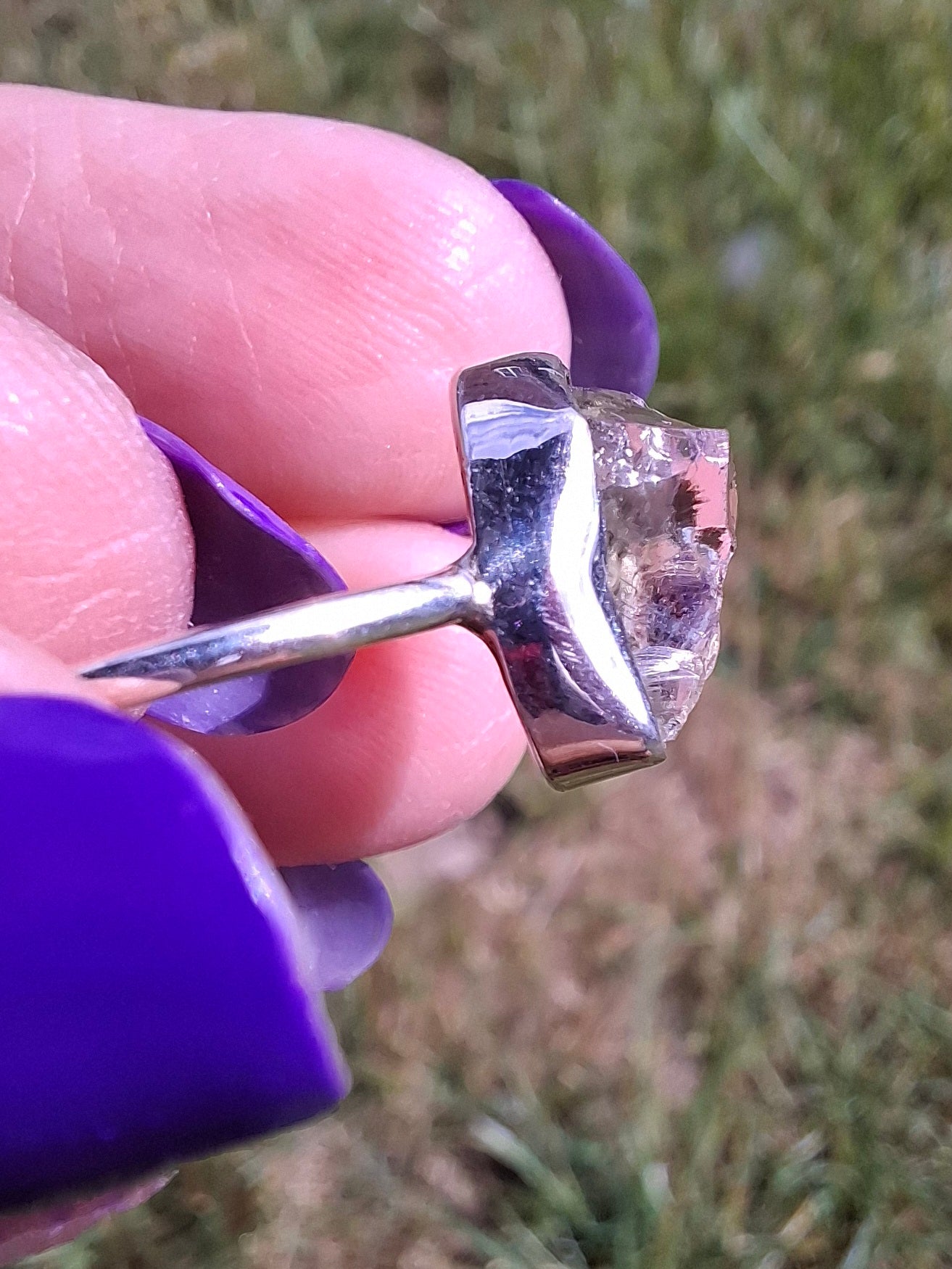 Libyan Desert Glass Ring, size large O, 925 Silver, Tektite (Ref: LR22)
