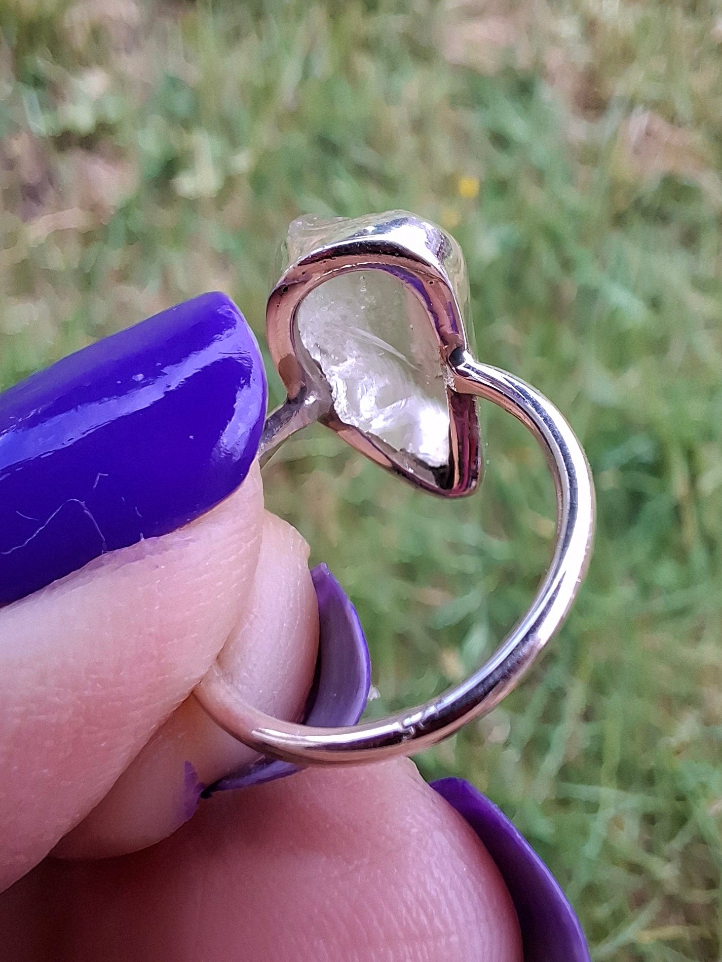 Libyan Desert Glass Ring, size large G, 925 Silver, Tektite (Ref: LR1)