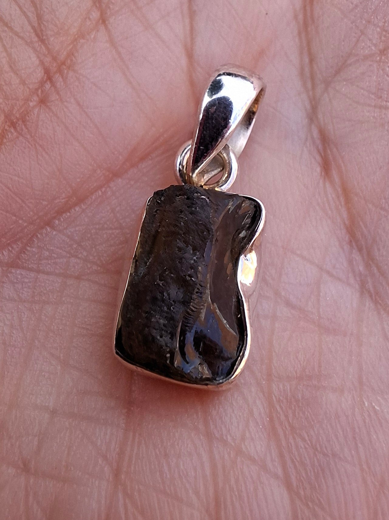 Moldavite Pendant, 925 Silver, Tektite (Ref: P31)