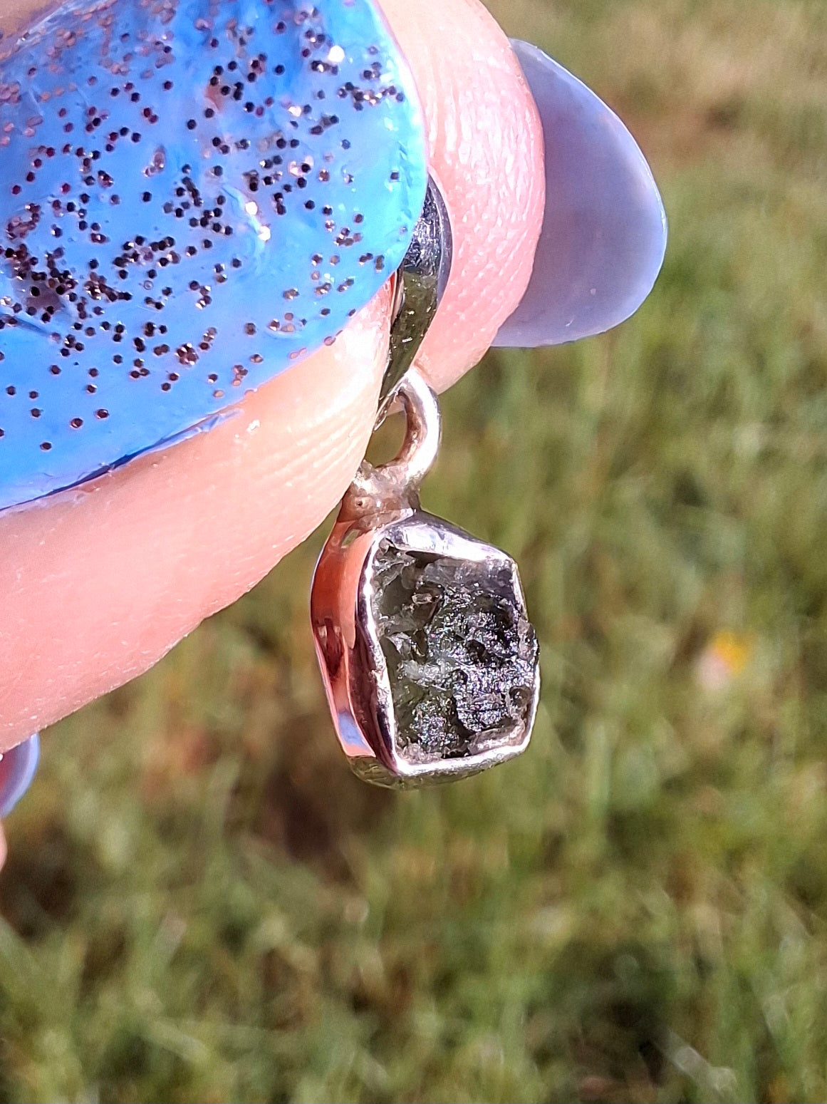 Moldavite Pendant, 925 Silver, Tektite (Ref: P53)