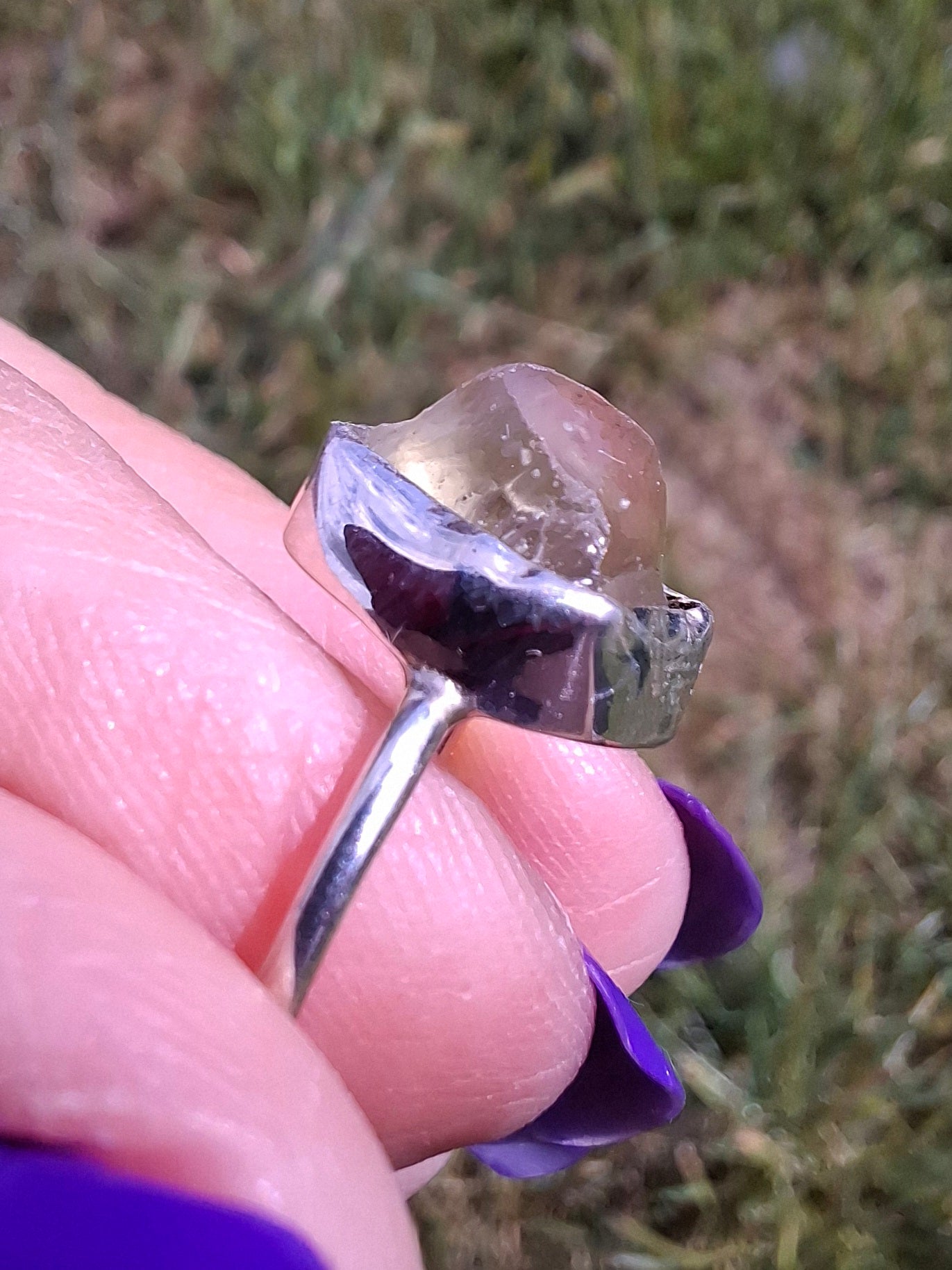 Libyan Desert Glass Ring, size large K/small L, 925 Silver, Tektite (Ref: LR17)